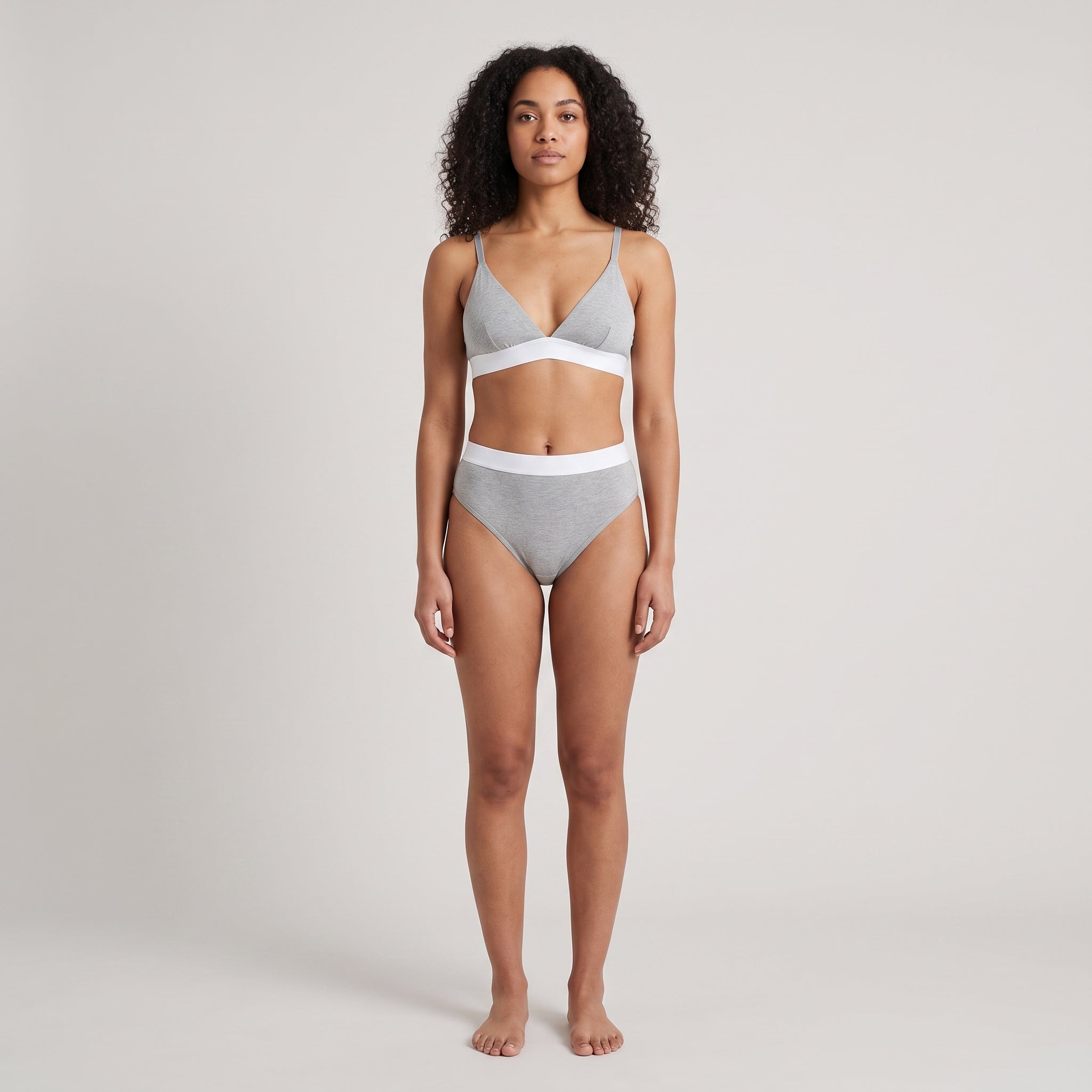 Cotton French Brief with Elastic Band, worn, front view