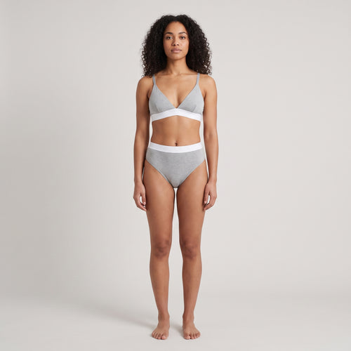 Cotton French Brief with Elastic Band, worn, front view