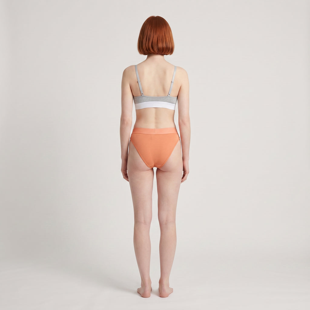 Cotton Thong + Elastic, worn, back view, second colourway