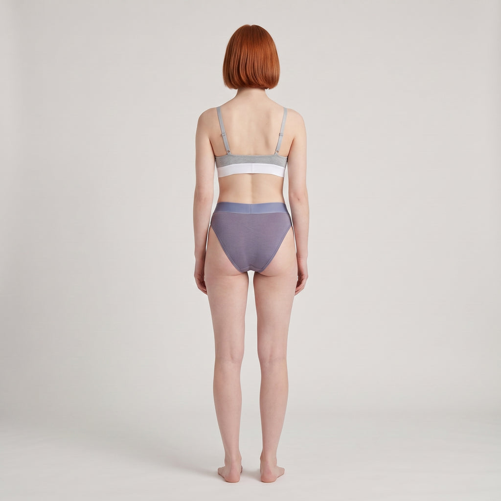 Cotton Thong + Elastic, worn, back view