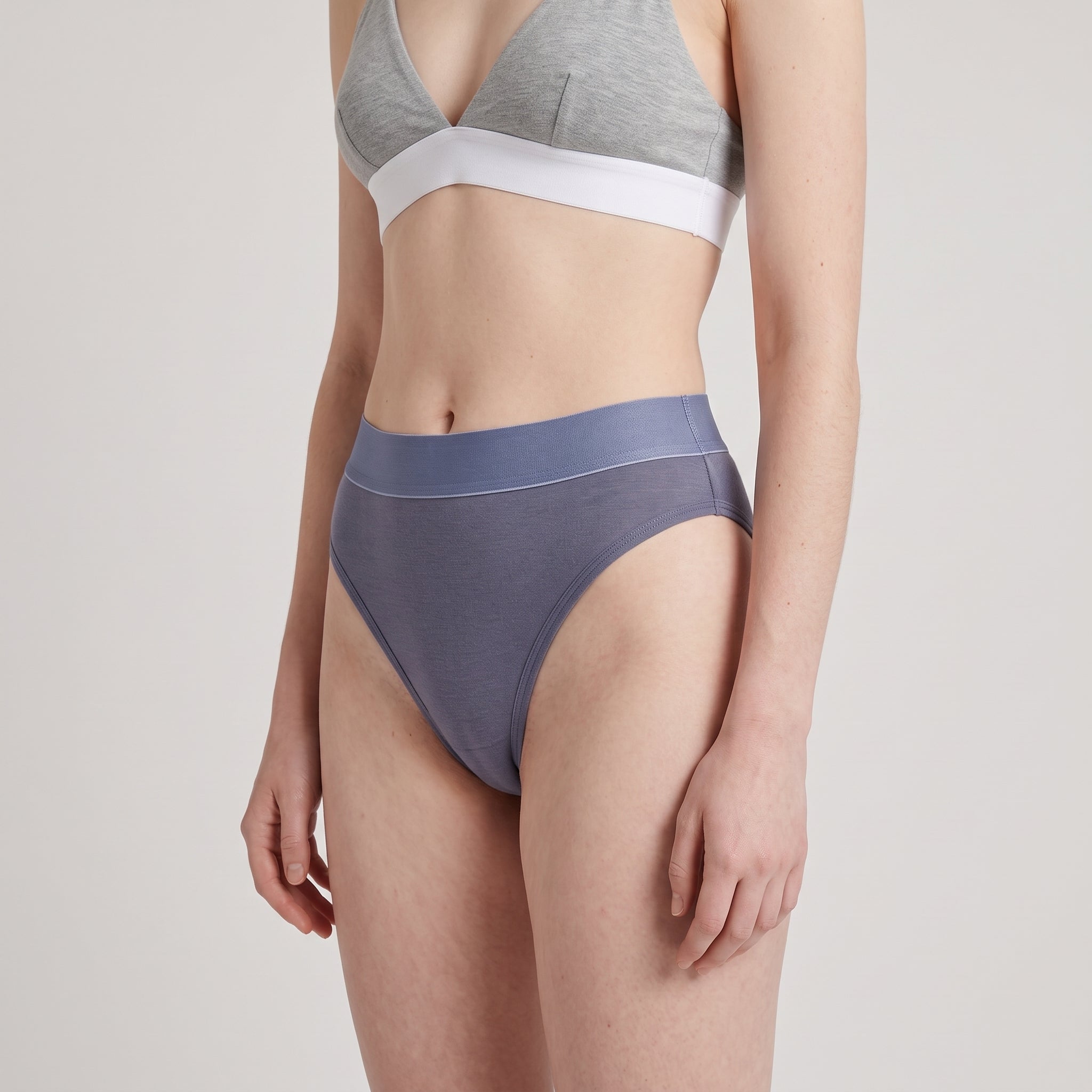Cotton Thong + Elastic, worn, close-up