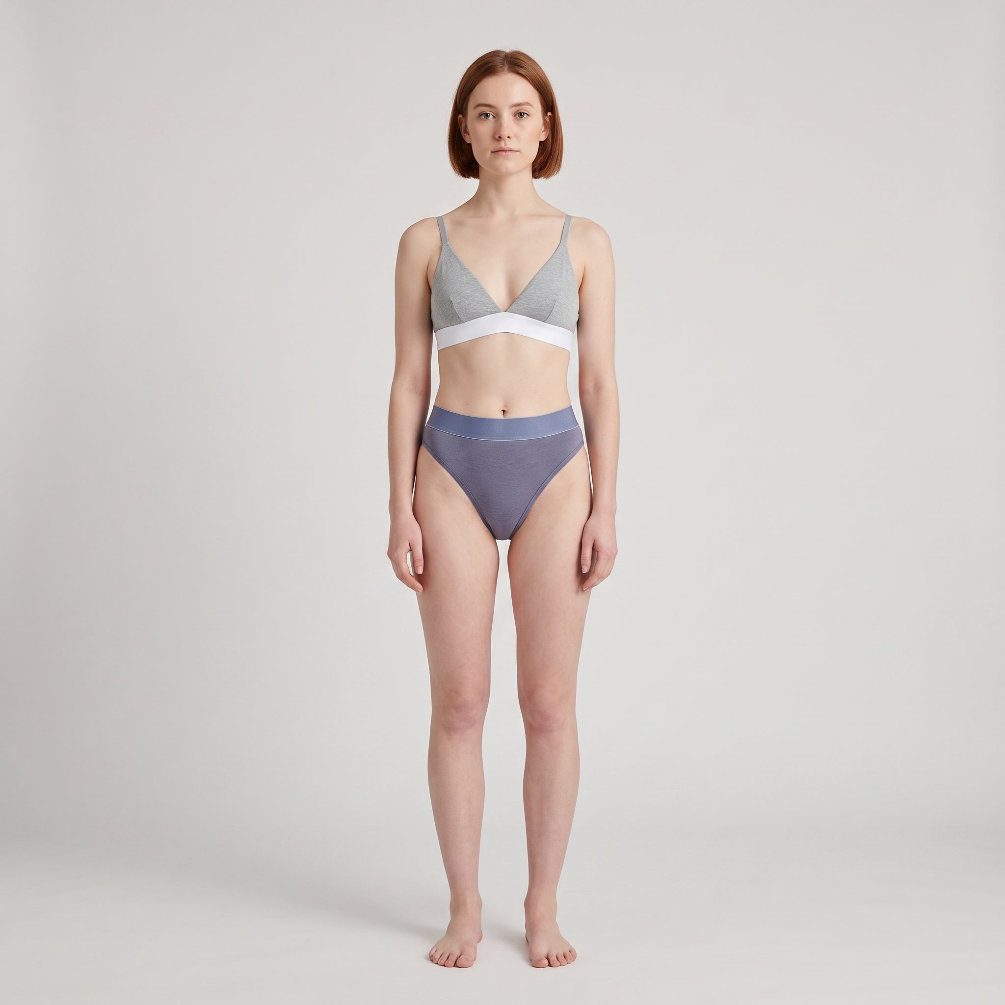 Cotton Thong + Elastic, worn, front view