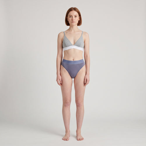 Cotton Thong + Elastic, worn, front view