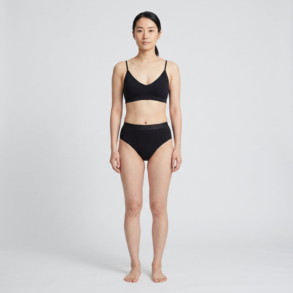 Cotton Thong with Elastic Band, worn, front view, second colourway