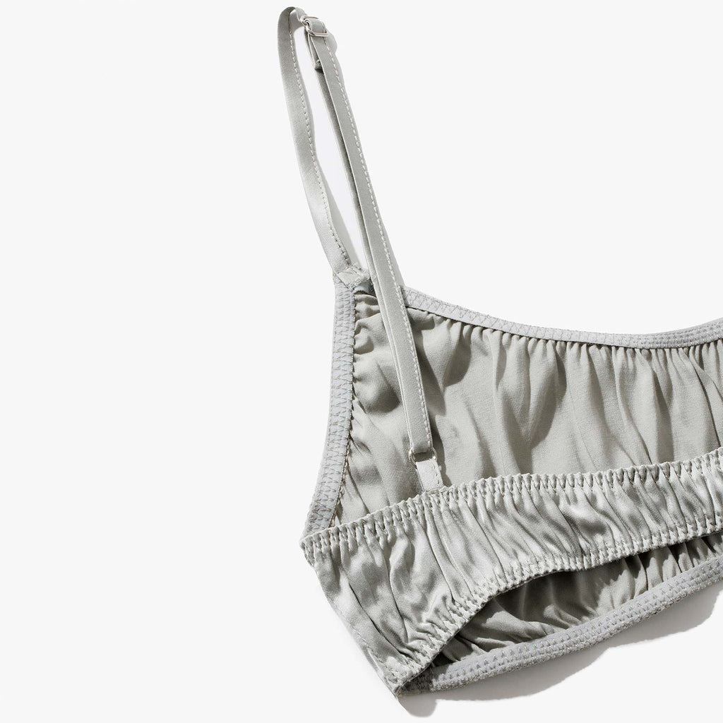 Silk Thong + Plain Bralette Set