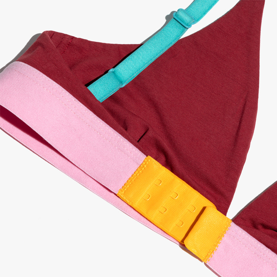 Triangle Bra + Elastic Thong Set | Multicolor