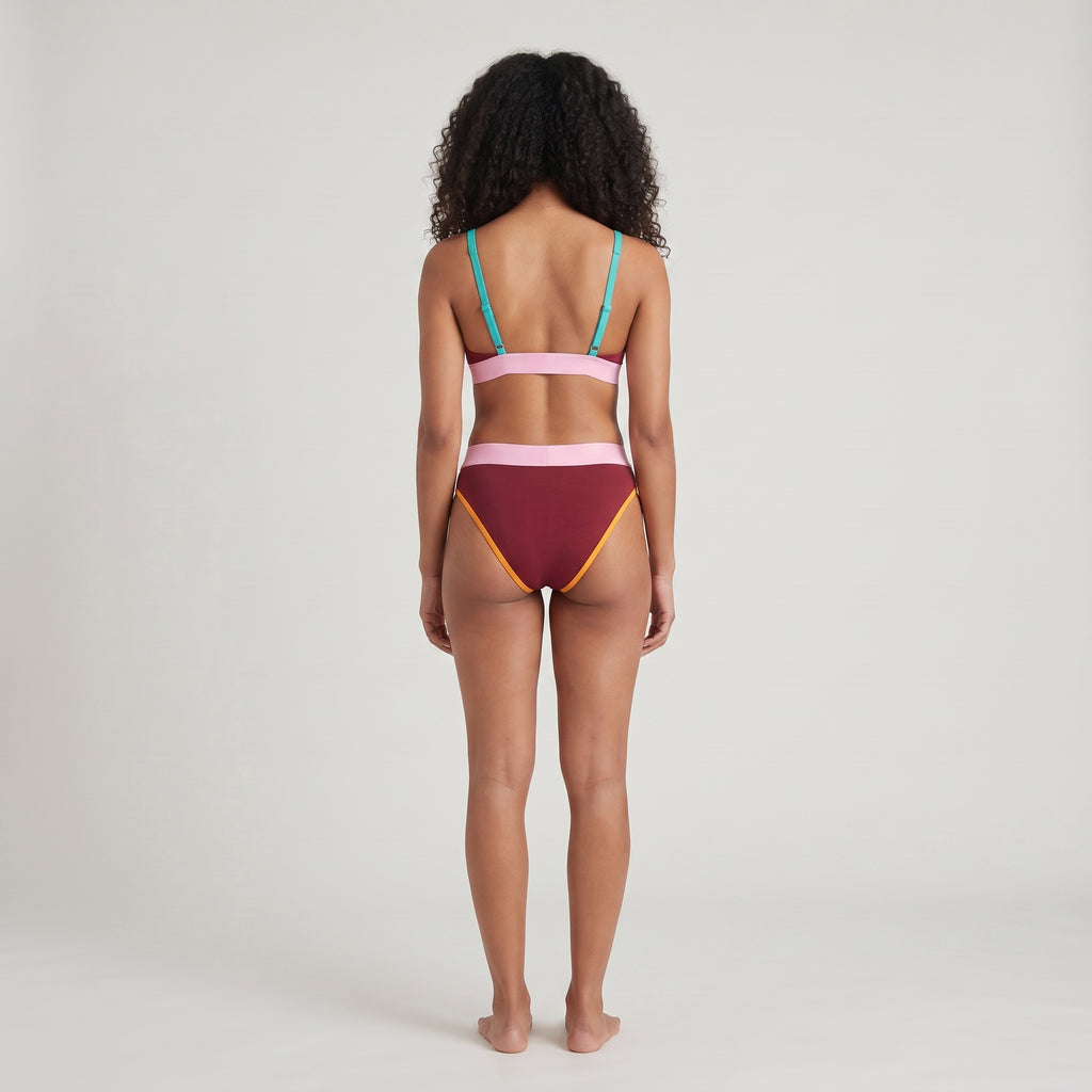 Elastic French Brief | Multicolor, worn, back view