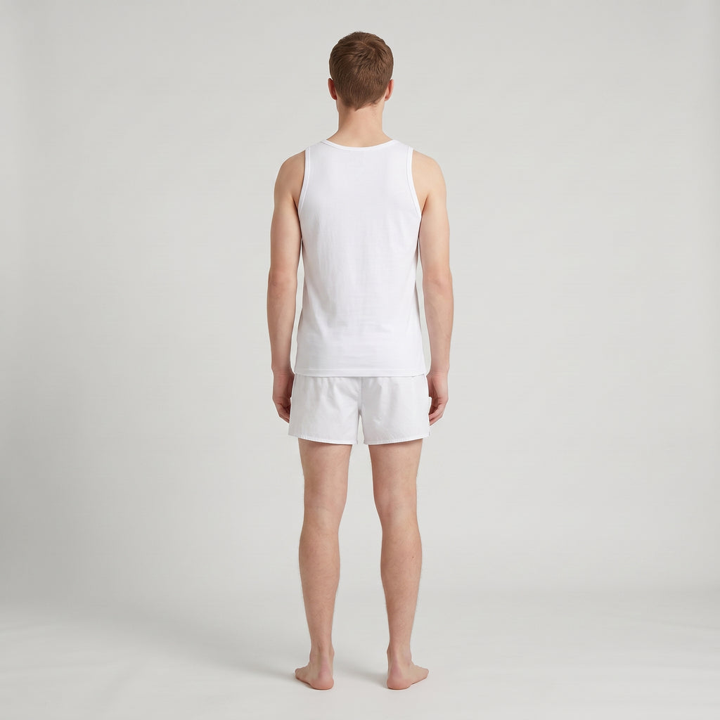 Men's Printed Cotton Undershirt, worn, back view, second colourway