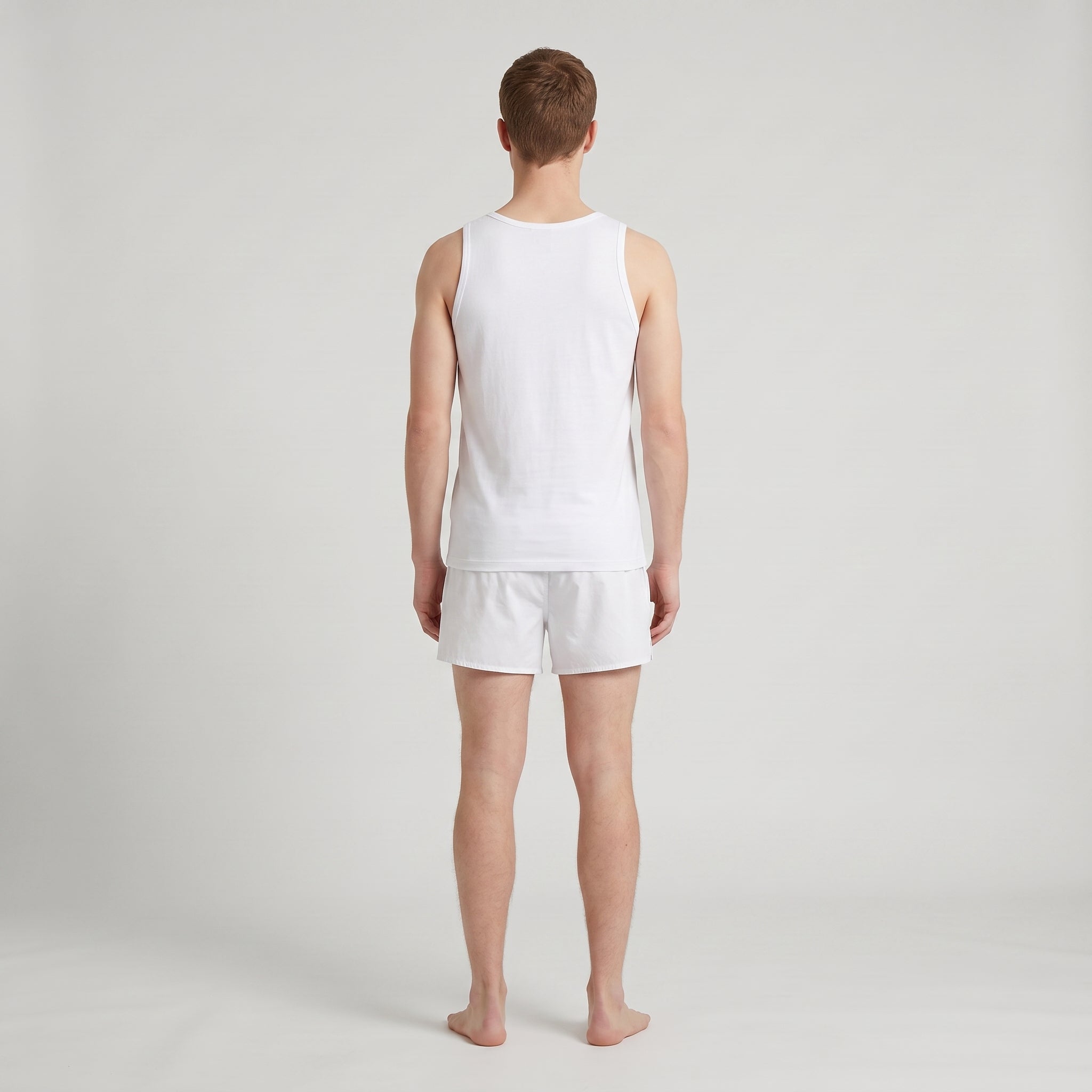 Men's Printed Cotton Undershirt, worn, back view, second colourway