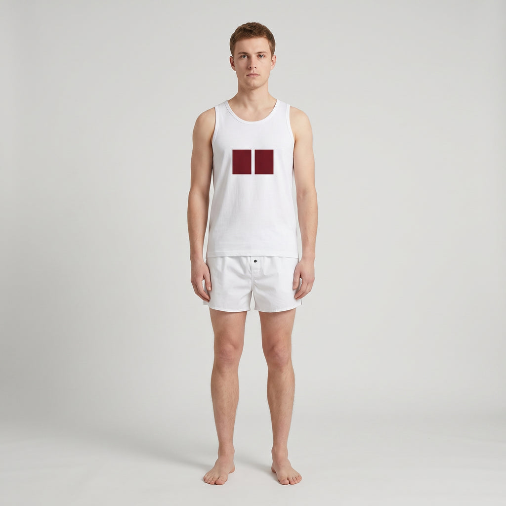 Men's Printed Cotton Undershirt, worn, front view, second colourway