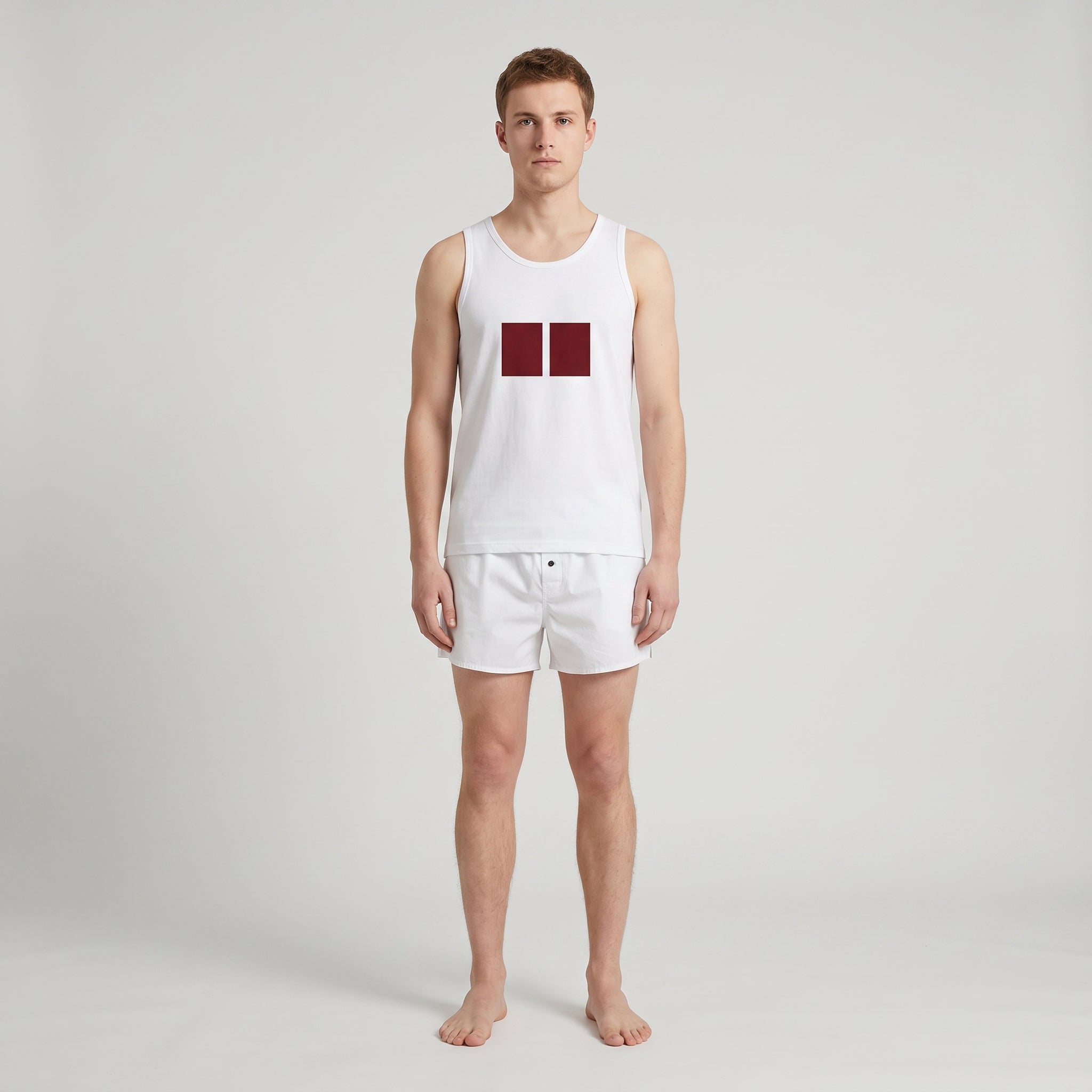 Men's Printed Cotton Undershirt, worn, front view, second colourway