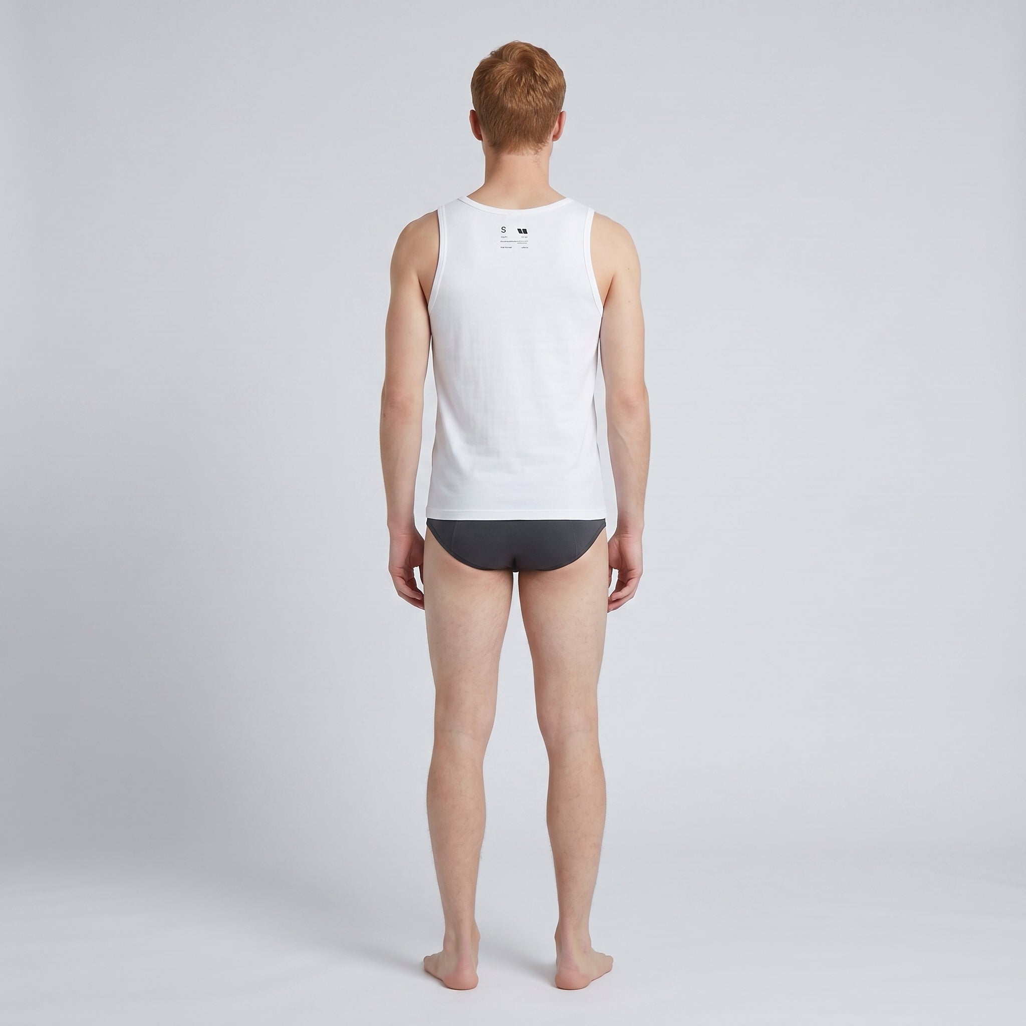Men's Printed Cotton Undershirt, worn, back view