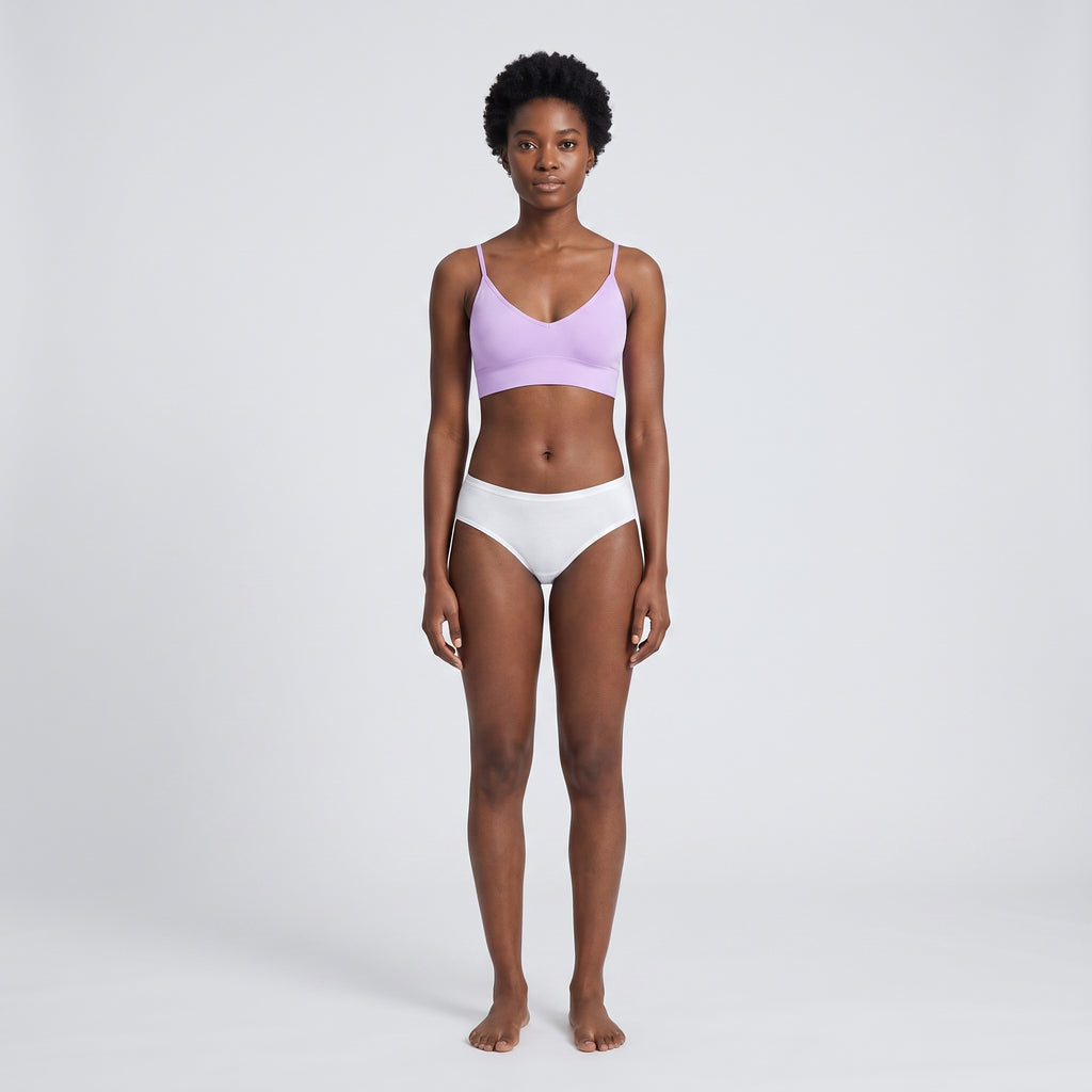 Plain Cotton Bikini Brief | 3-Pack, worn, front view, second colourway