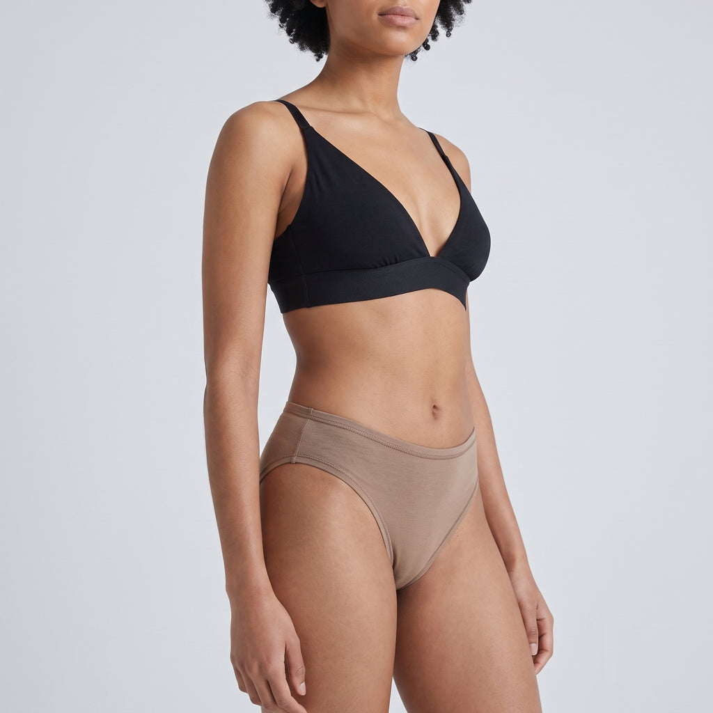 Plain Cotton Bikini Brief | 3-Pack, worn, close-up