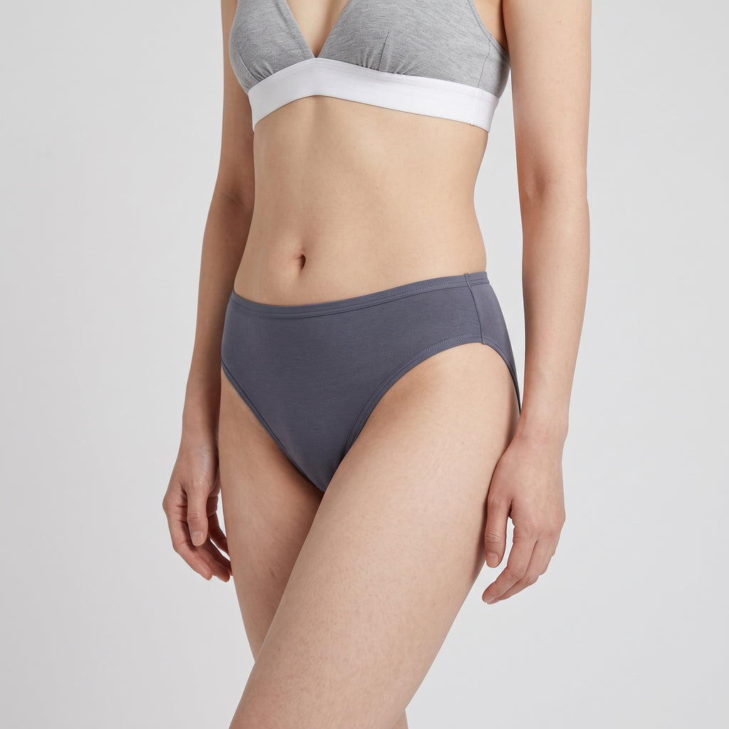 Plain Cotton Bikini Brief | Three-Pack, worn, close-up, second colourway