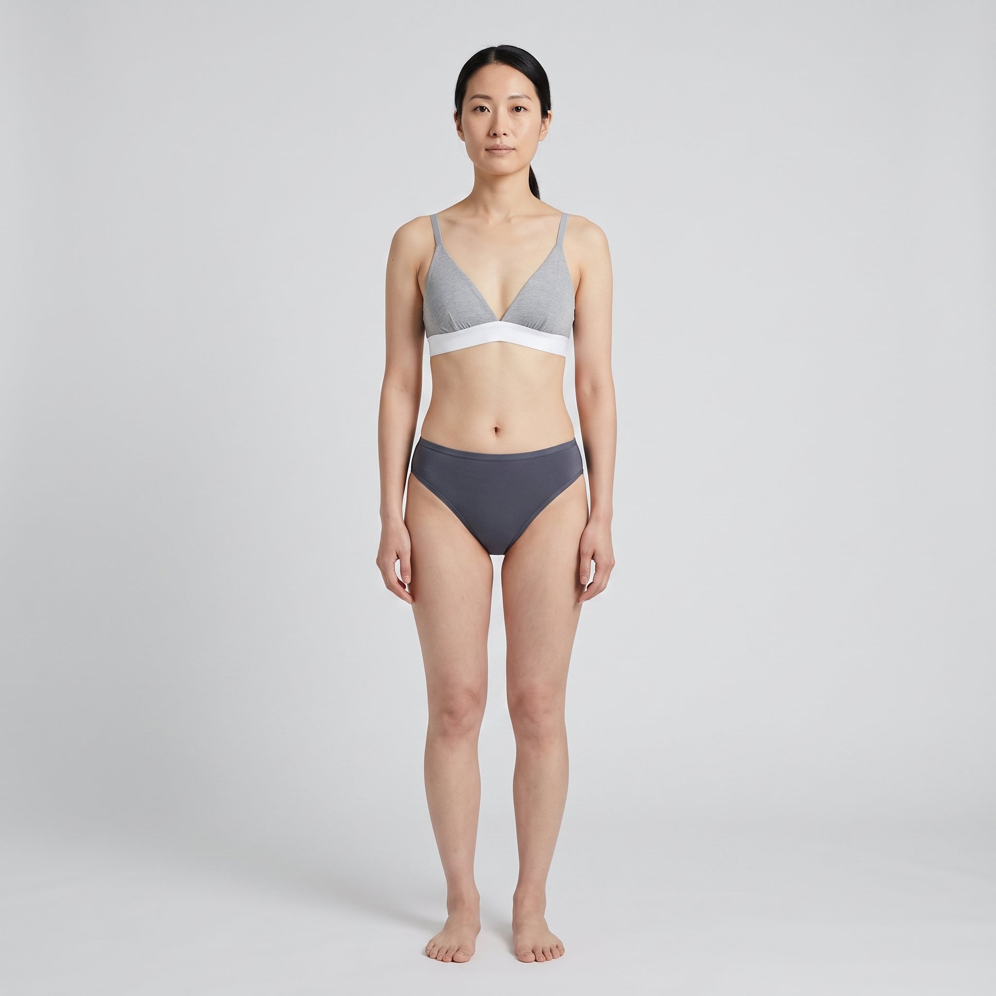 Plain Cotton Bikini Brief | Three-Pack, worn, front view, second colourway