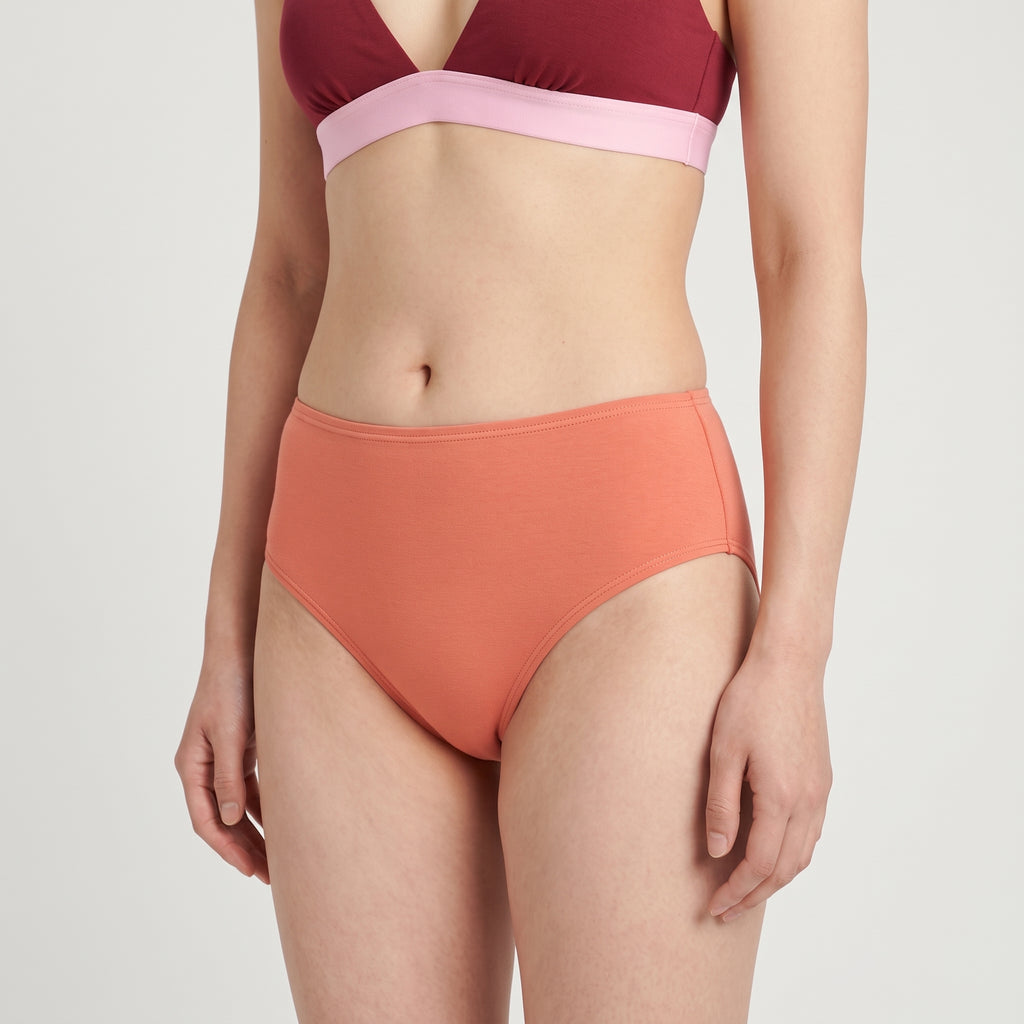 Plain Cotton Bikini Brief | Three-Pack, worn, close-up