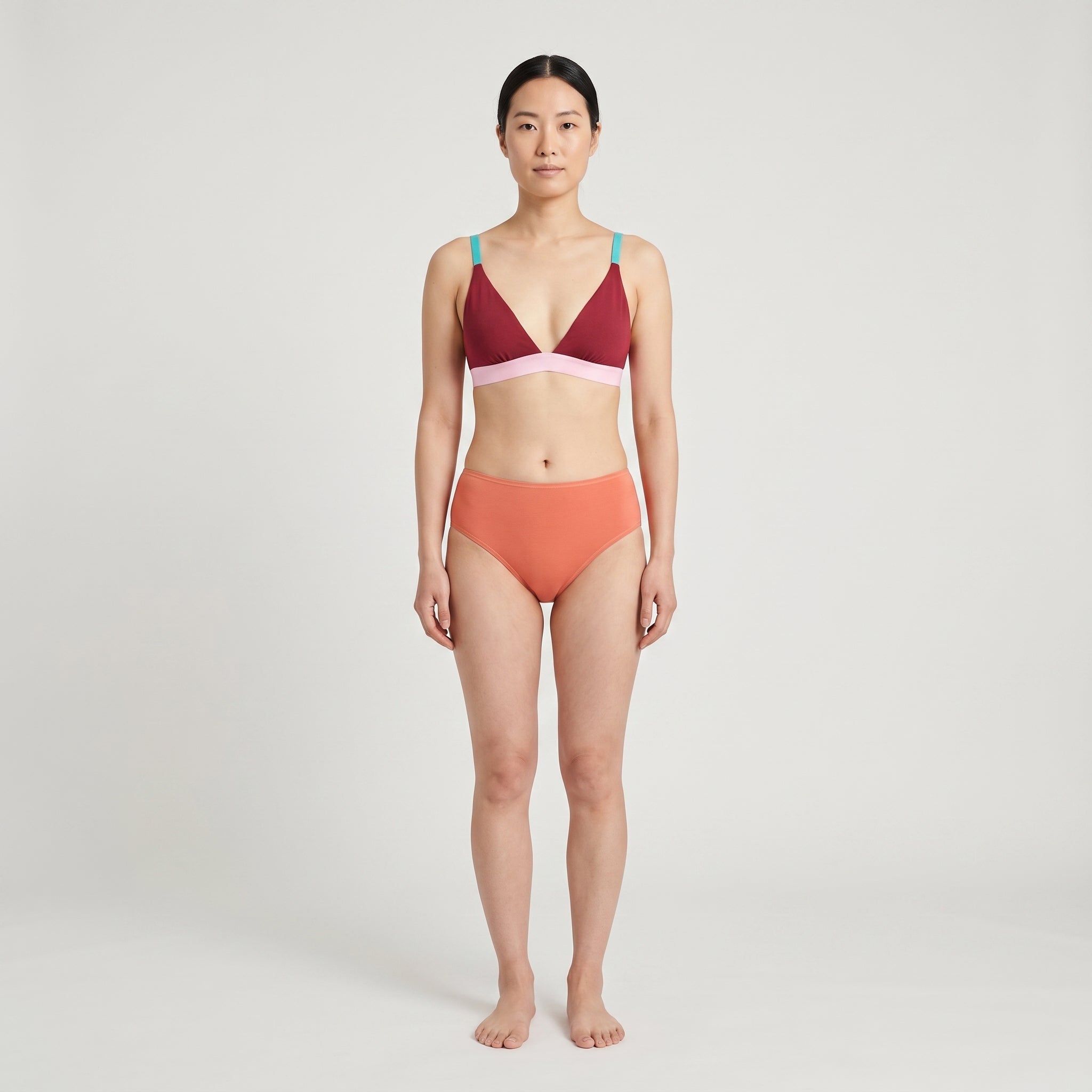 Plain Cotton Bikini Brief | Three-Pack, worn, front view
