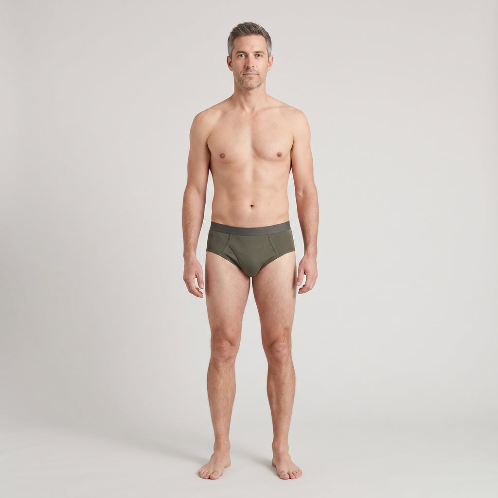 Plain Cotton Brief | 2-Pack Single Color, worn, front view