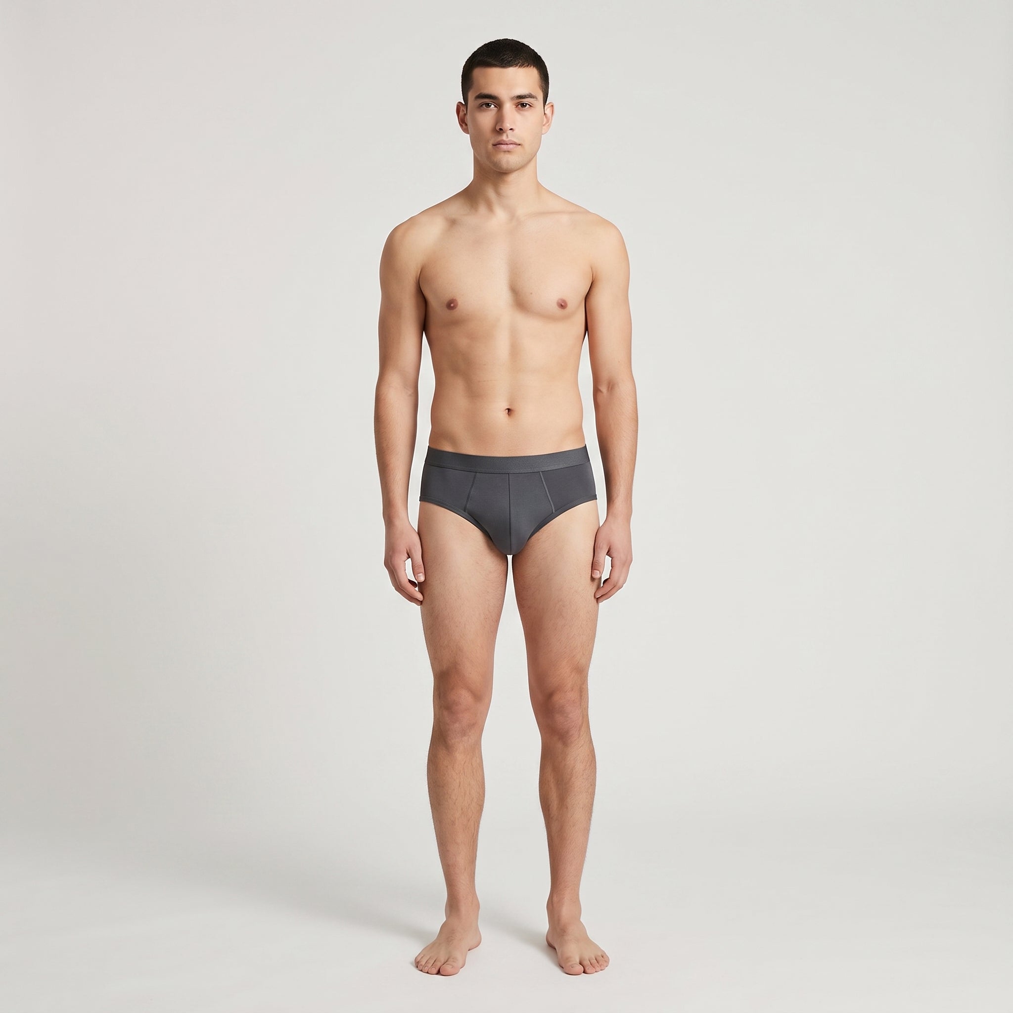 Plain Cotton Brief | 3-Pack Single Color, worn, front view