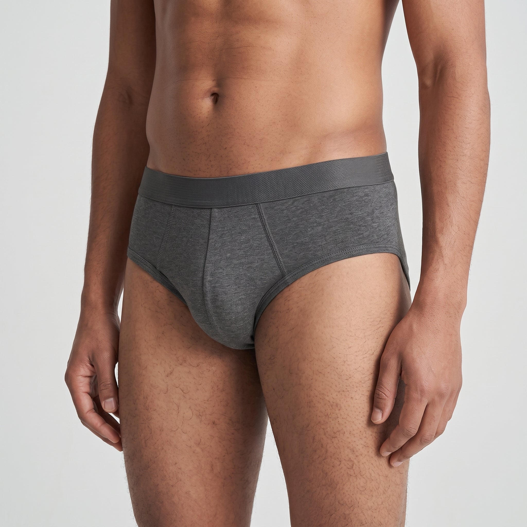 Plain Cotton Brief | 3-Pack Three Colors, worn, close-up