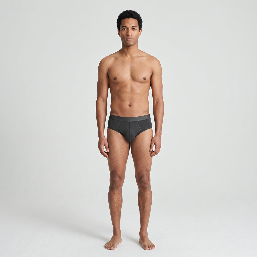Plain Cotton Brief | 3-Pack Three Colors, worn, front view