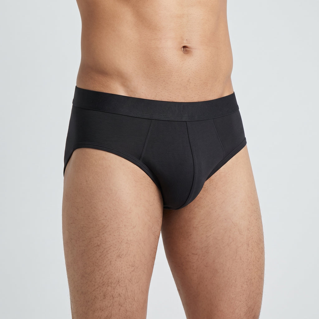 Plain Cotton Brief | 4-Pack Single Color, worn, close-up