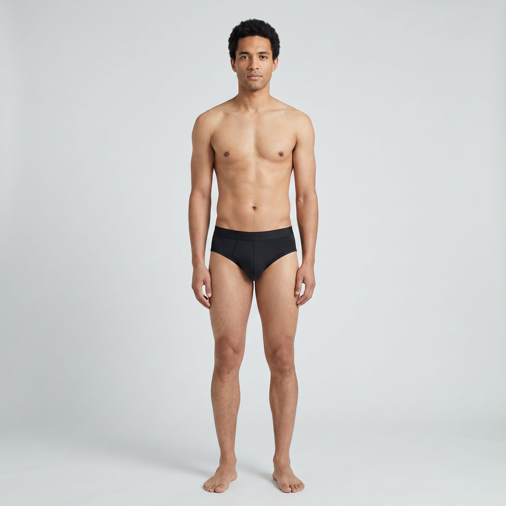 Plain Cotton Brief | 4-Pack Single Color, worn, front view