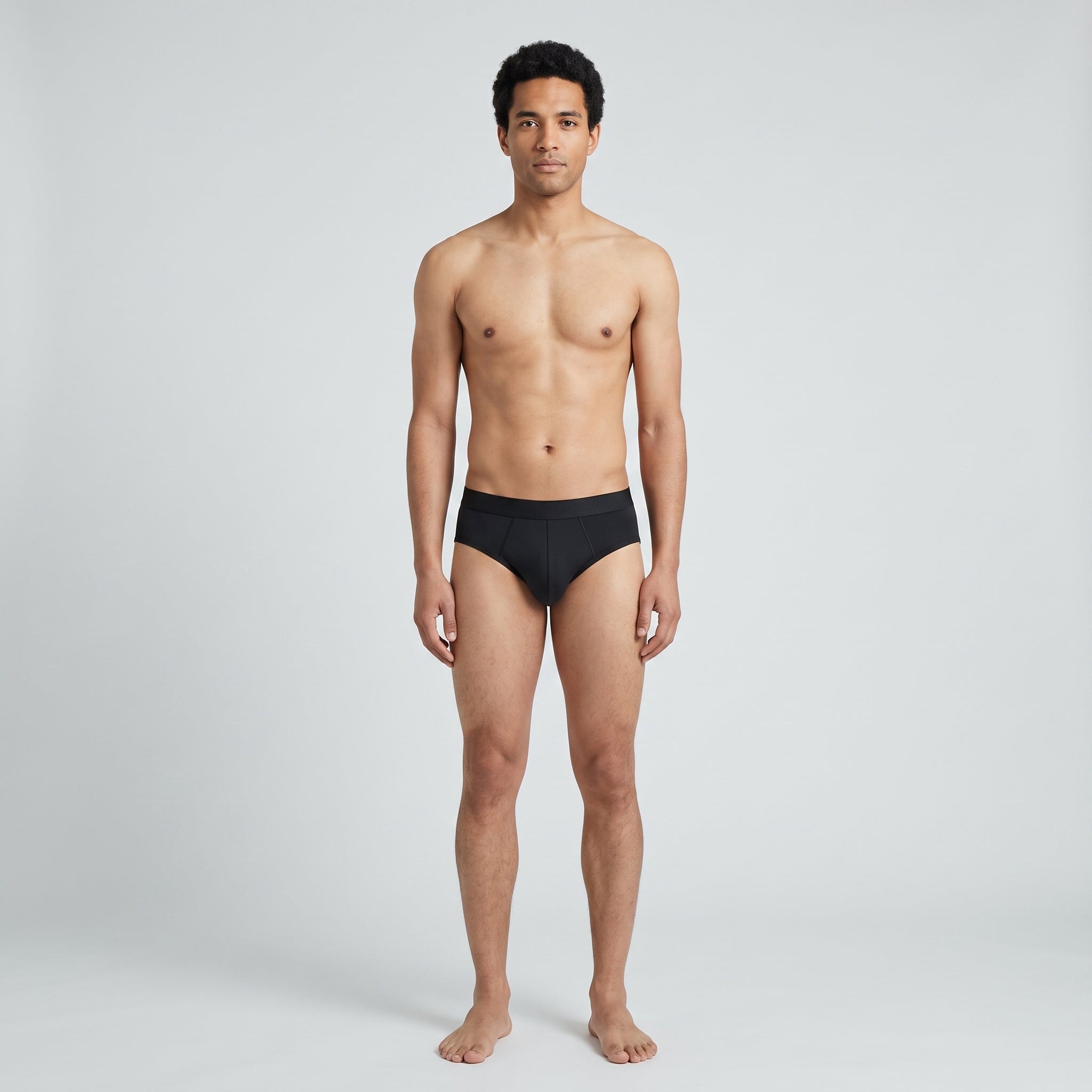 Plain Cotton Brief | 4-Pack Single Color, worn, front view