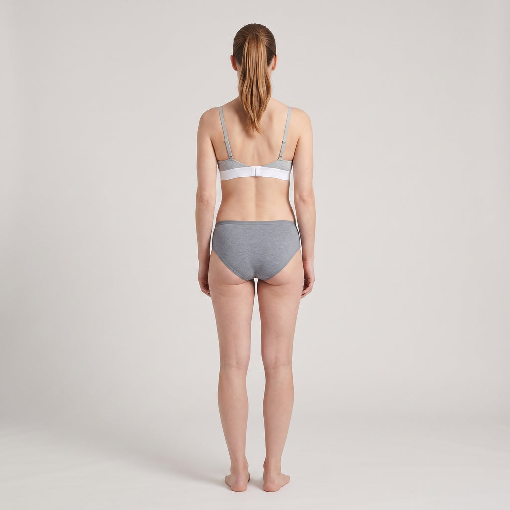 Plain Cotton Cheeky Hipster | Three-Pack, worn, back view, second colourway