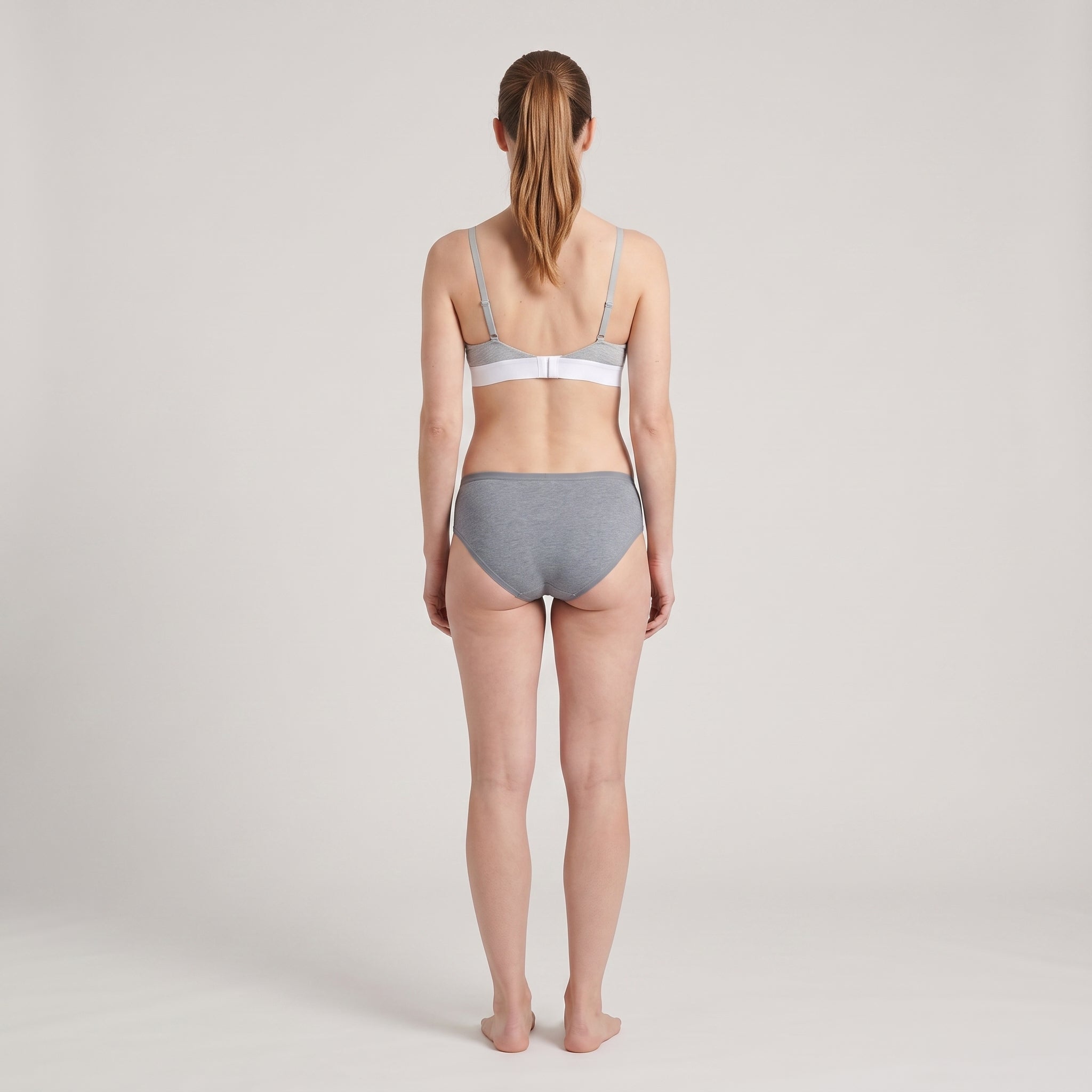 Plain Cotton Cheeky Hipster | Three-Pack, worn, back view, second colourway