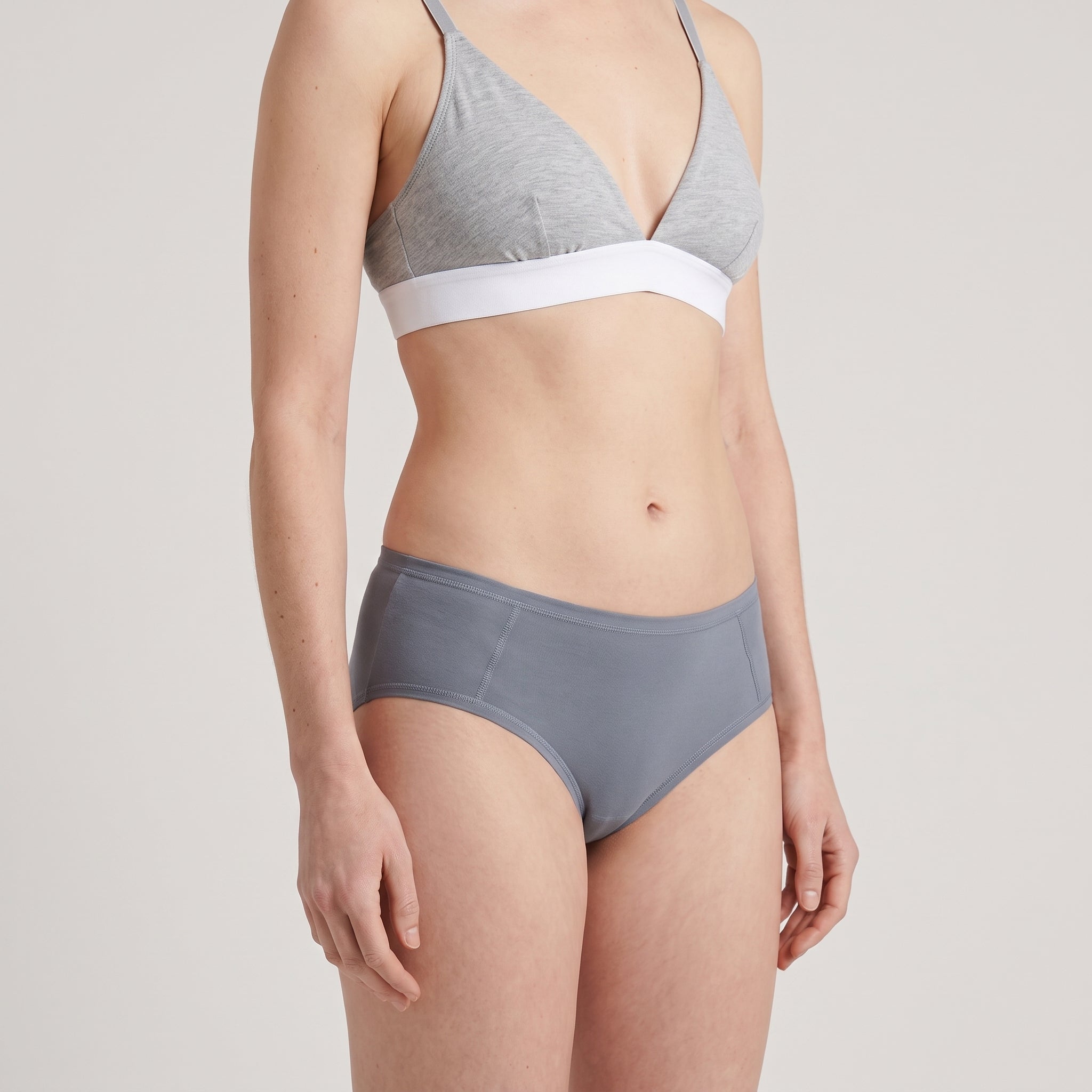 Plain Cotton Cheeky Hipster | Three-Pack, worn, close-up, second colourway