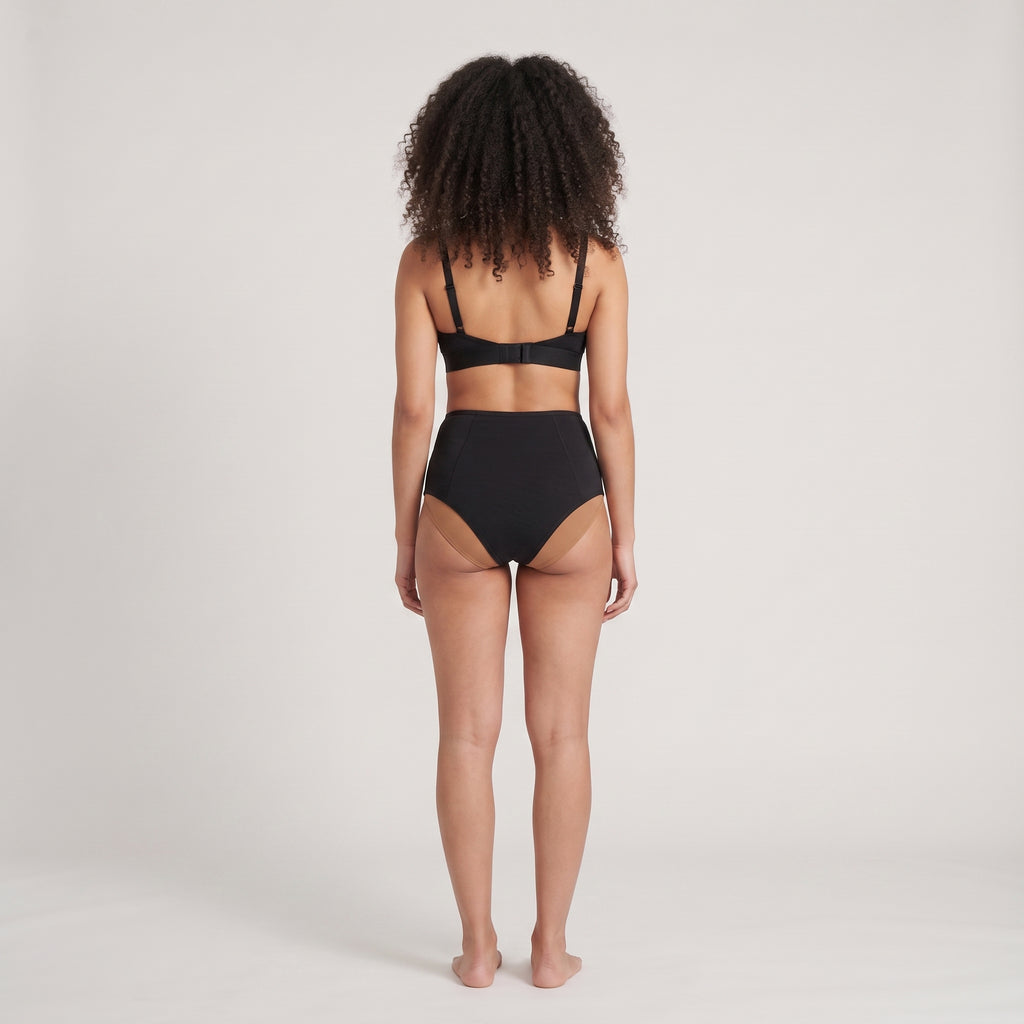 Plain Cotton High-Waist Brief | 2-Pack, worn, back view