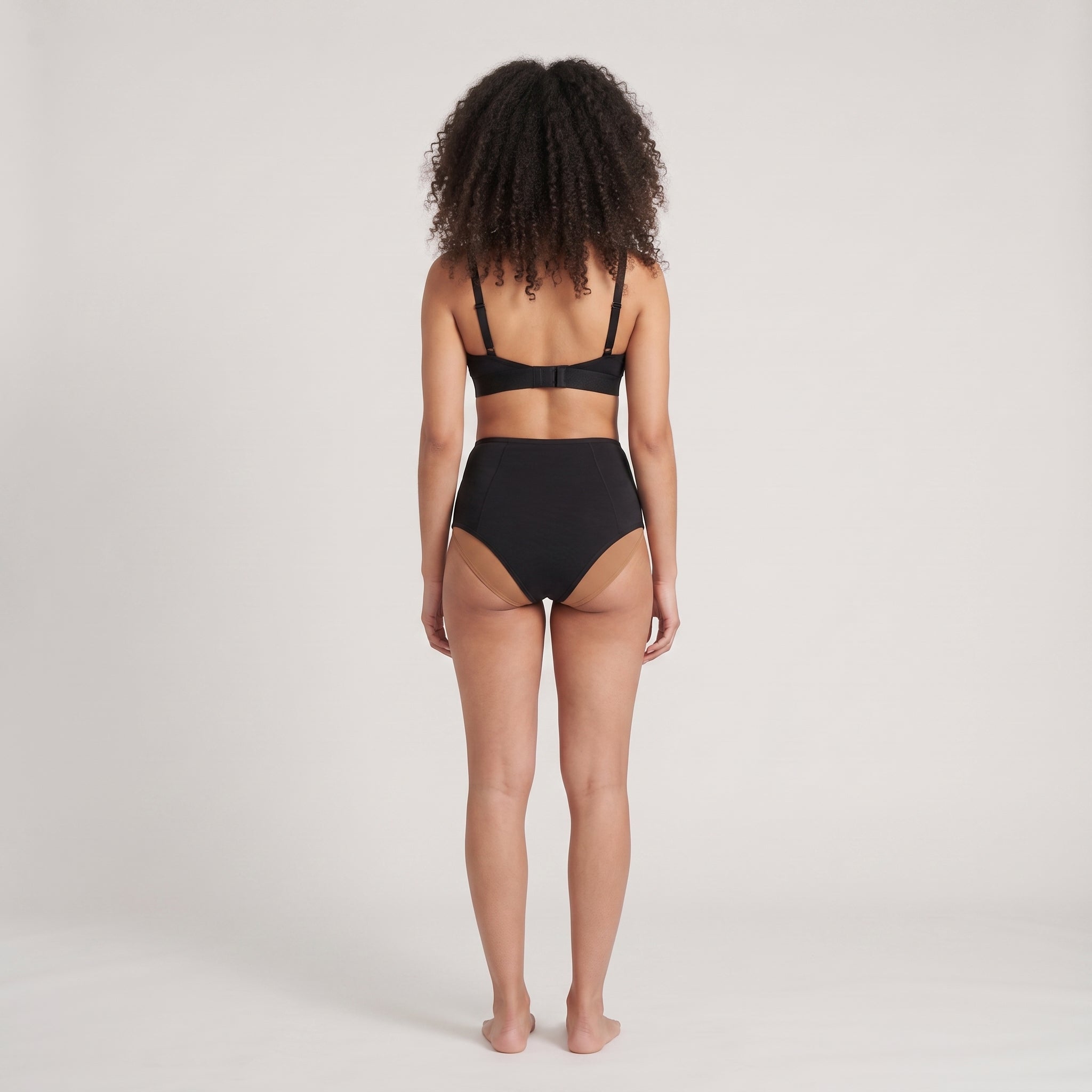 Plain Cotton High-Waist Brief | 2-Pack, worn, back view