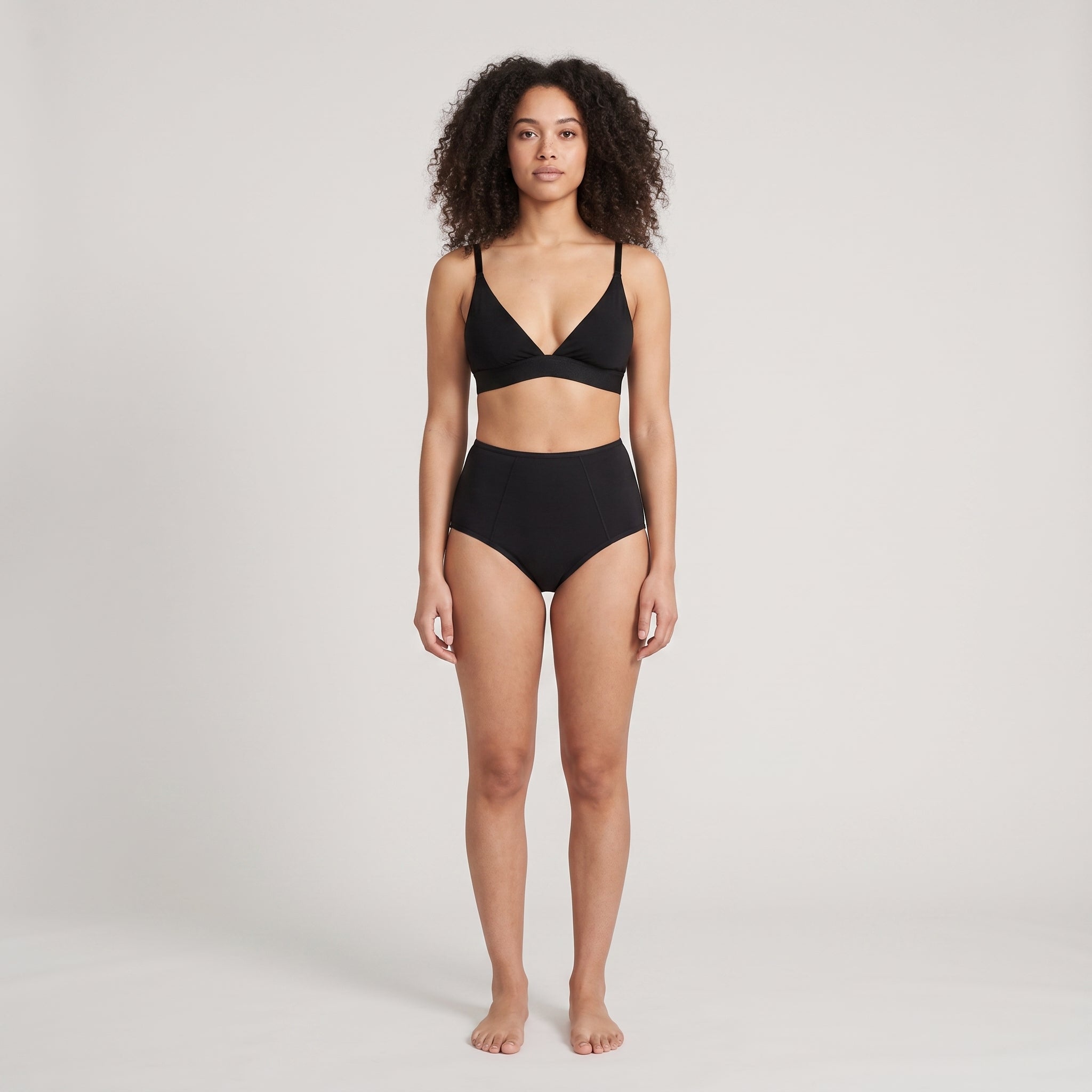 Plain Cotton High-Waist Brief | 2-Pack, worn, front view