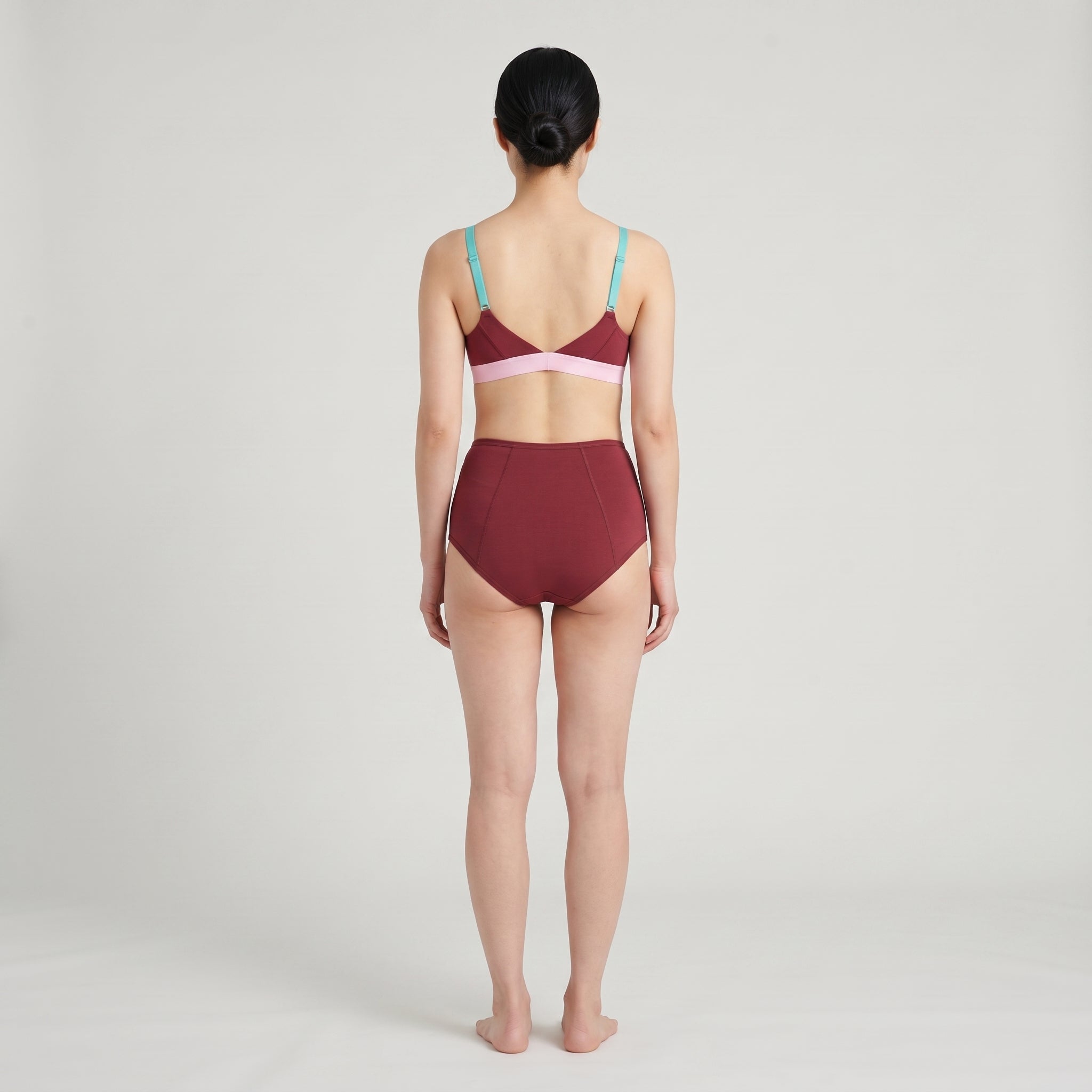 Plain Cotton High-Waist Brief | 3-Pack, worn, back view, second colourway