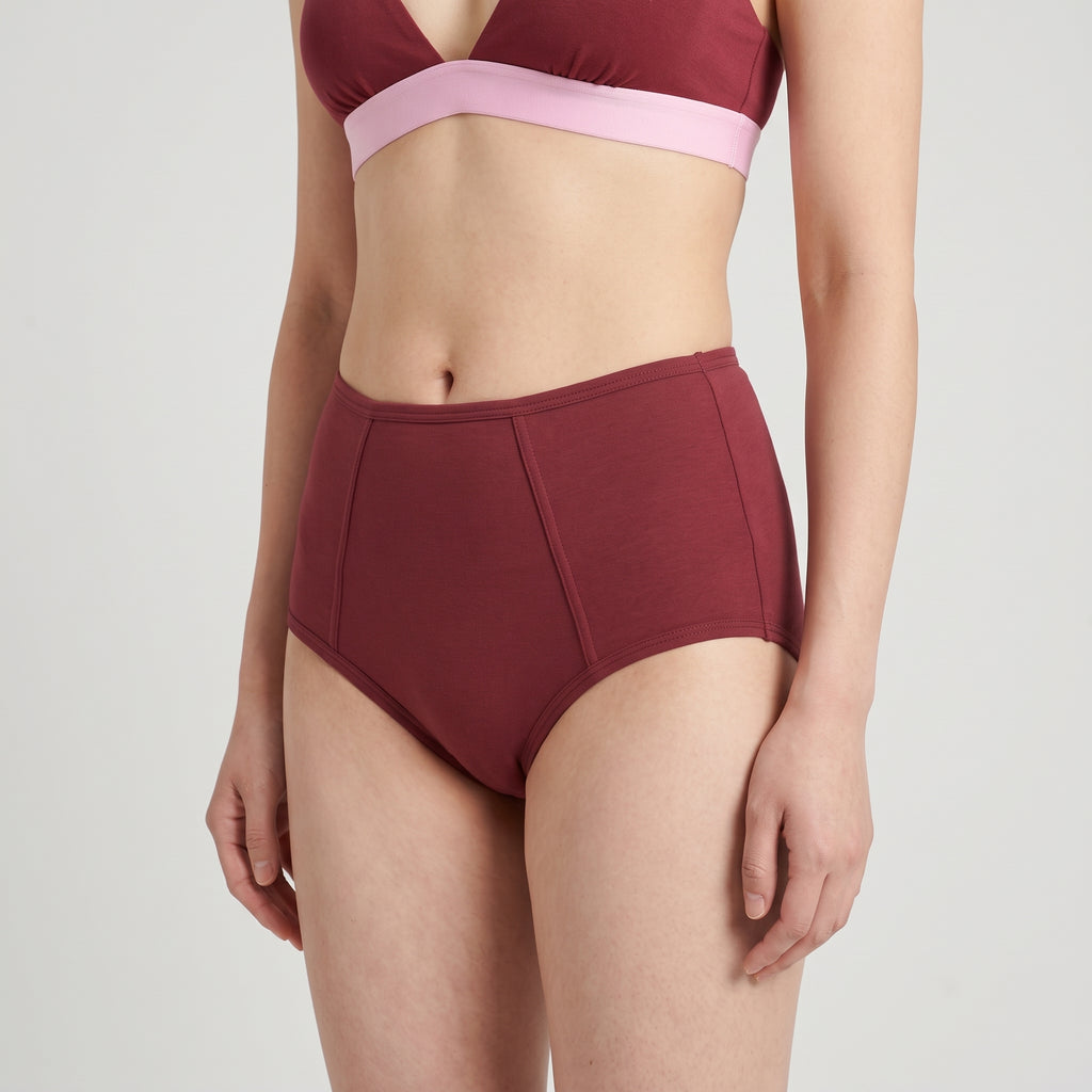 Plain Cotton High-Waist Brief | 3-Pack, worn, close-up, second colourway