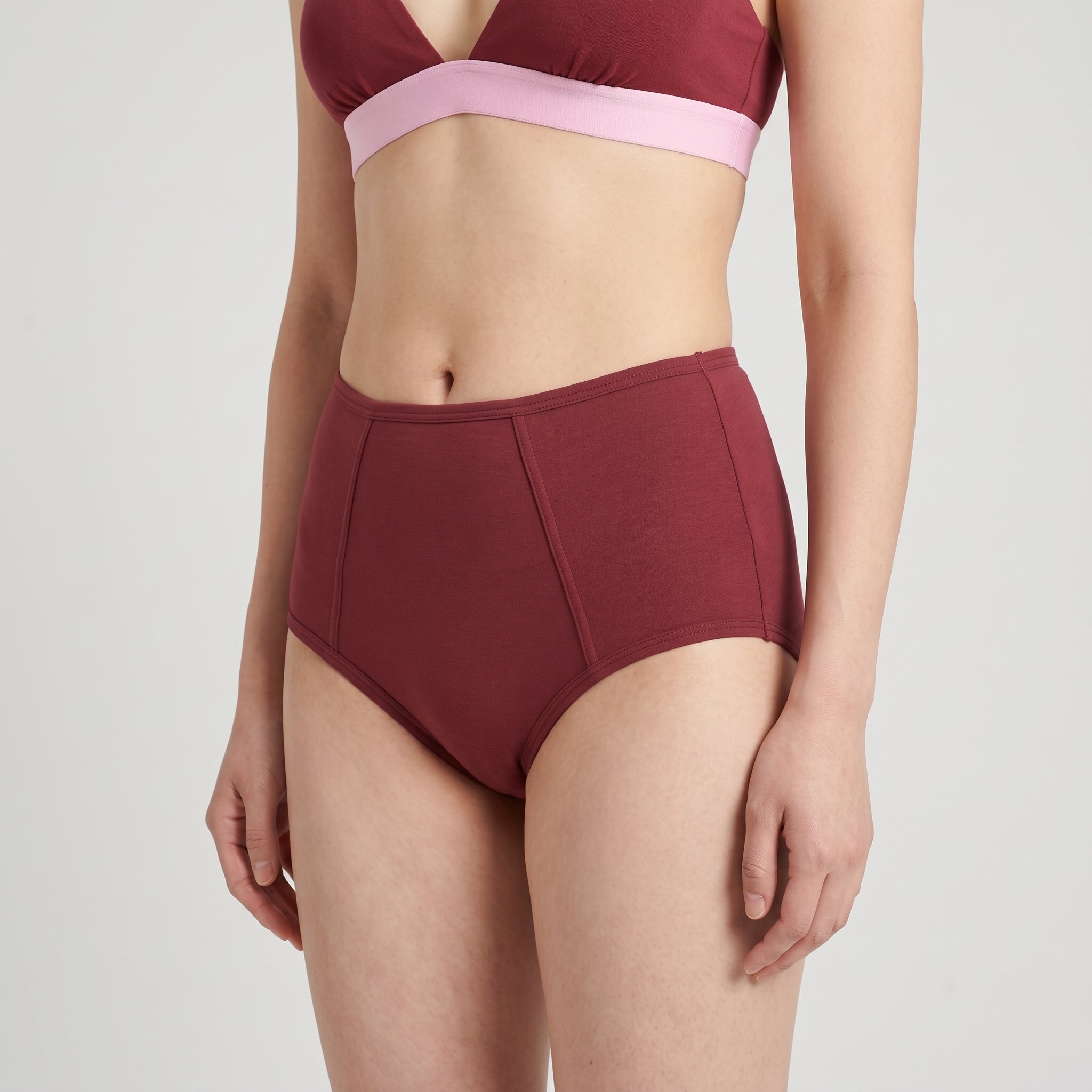 Plain Cotton High-Waist Brief | 3-Pack, worn, close-up, second colourway