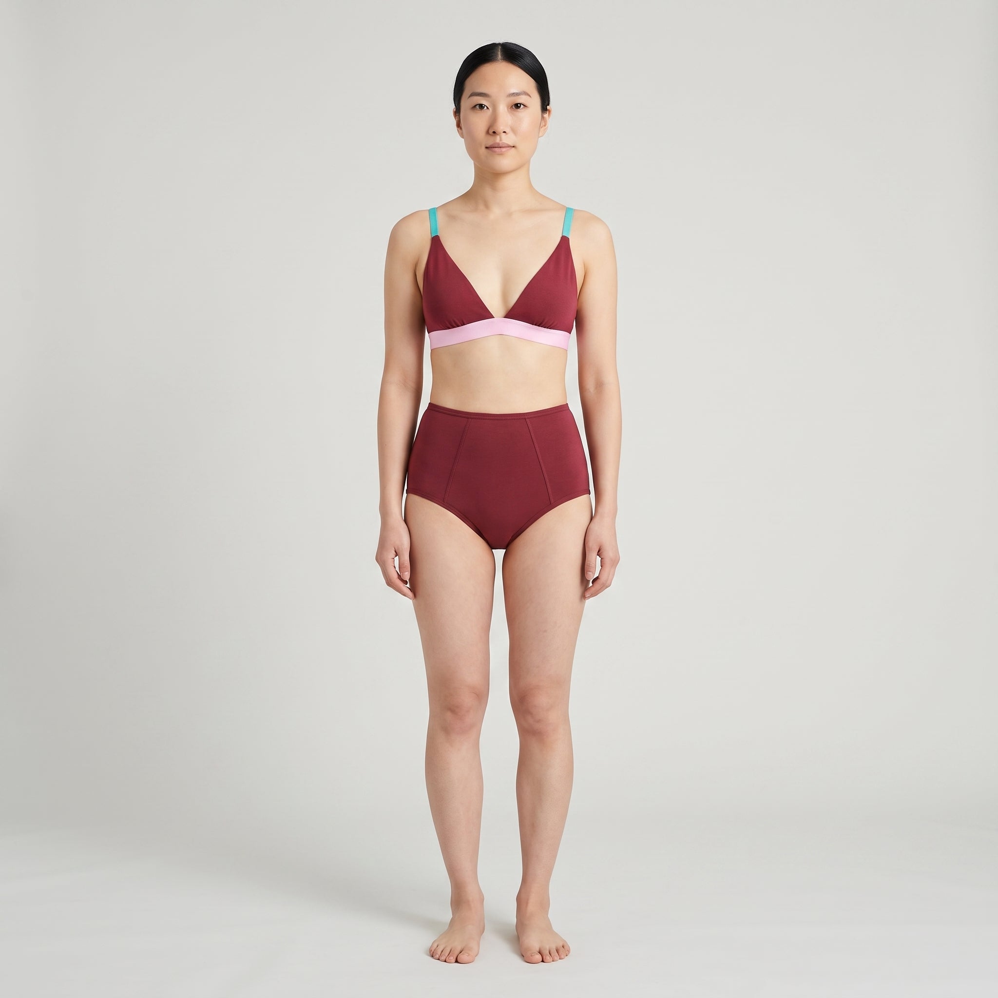 Plain Cotton High-Waist Brief | 3-Pack, worn, front view, second colourway