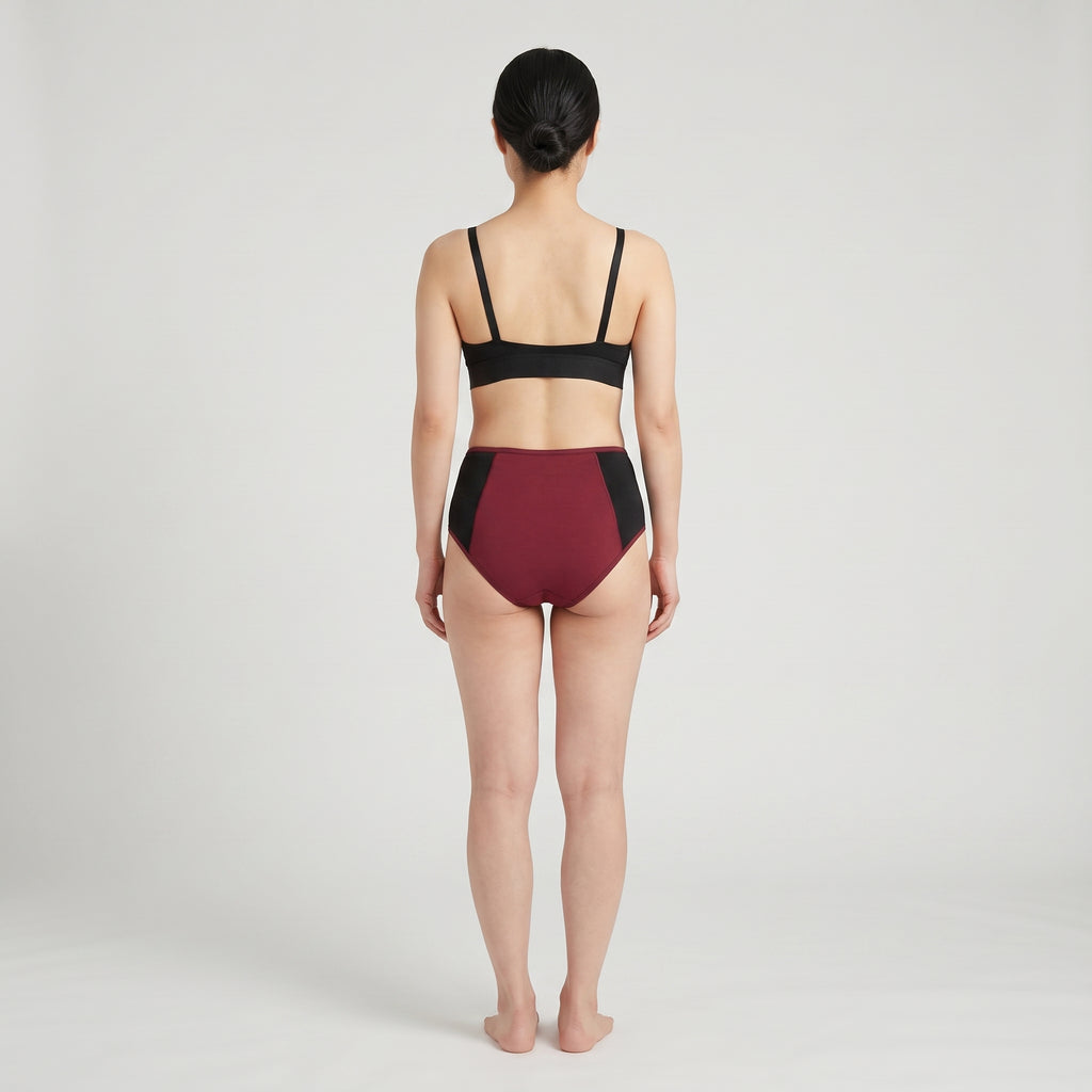 Plain Cotton High-Waist Brief | 3-Pack, worn, back view