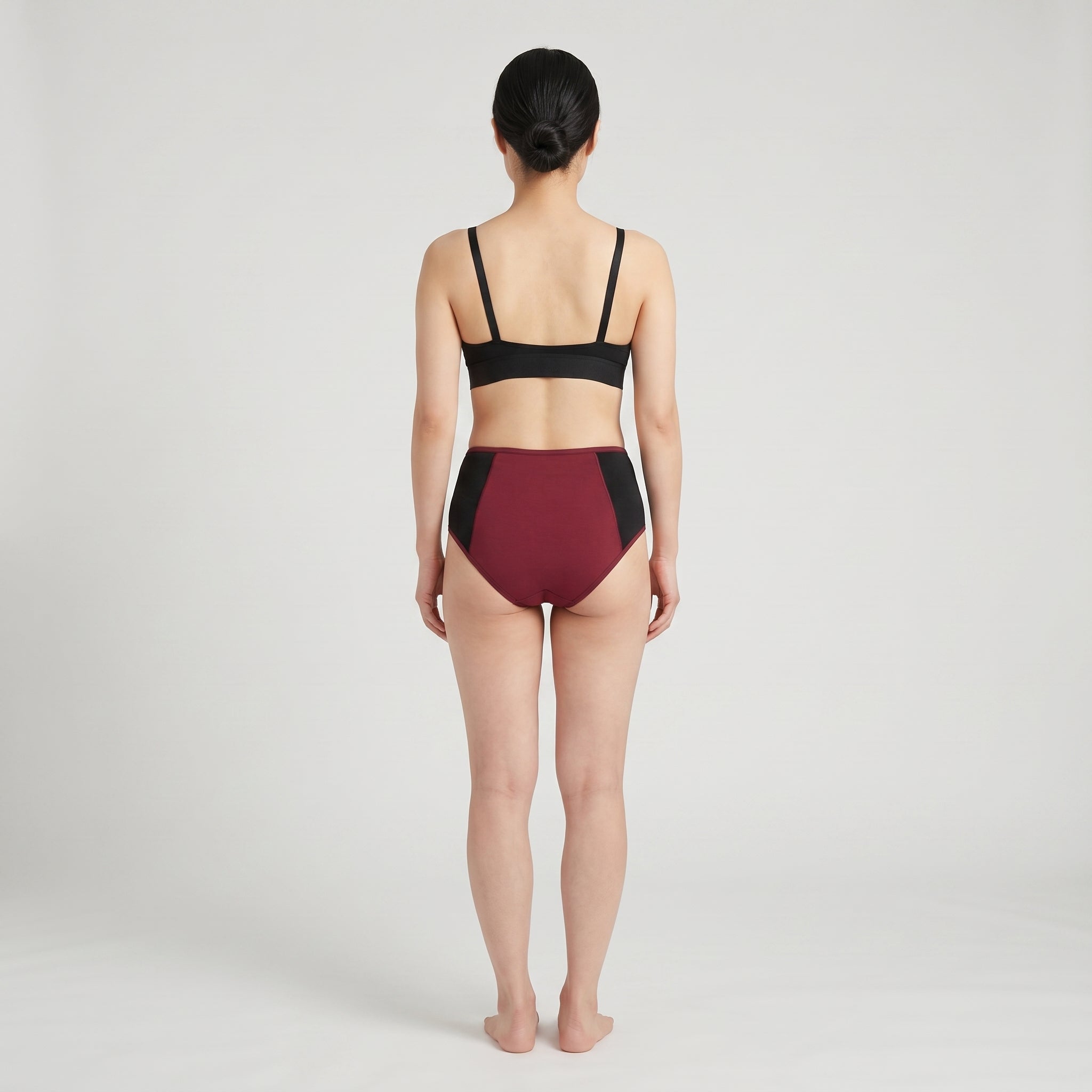Plain Cotton High-Waist Brief | 3-Pack, worn, back view