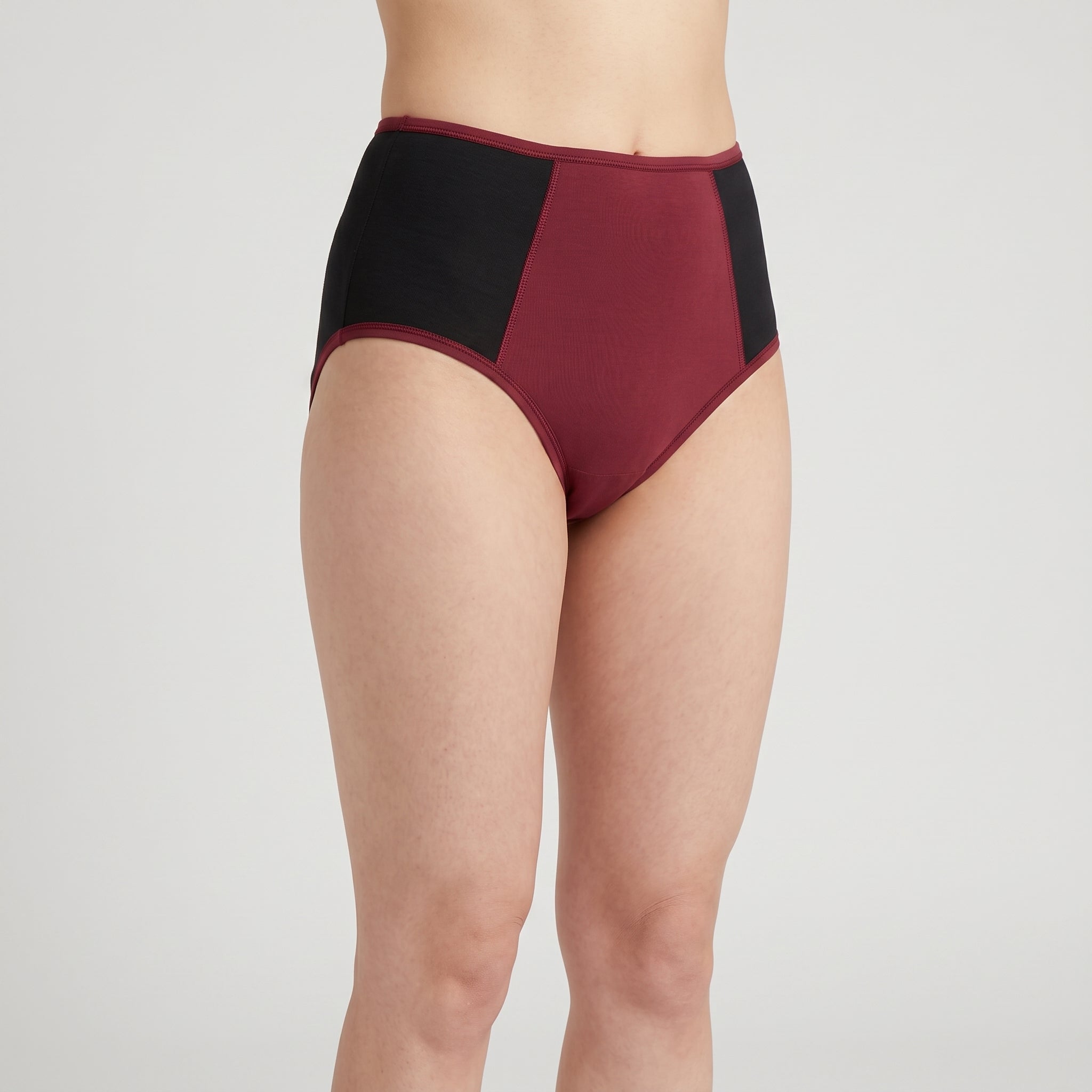 Plain Cotton High-Waist Brief | 3-Pack, worn, close-up