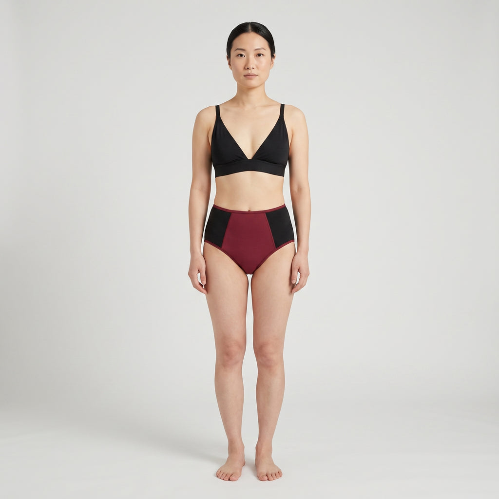 Plain Cotton High-Waist Brief | 3-Pack, worn, front view