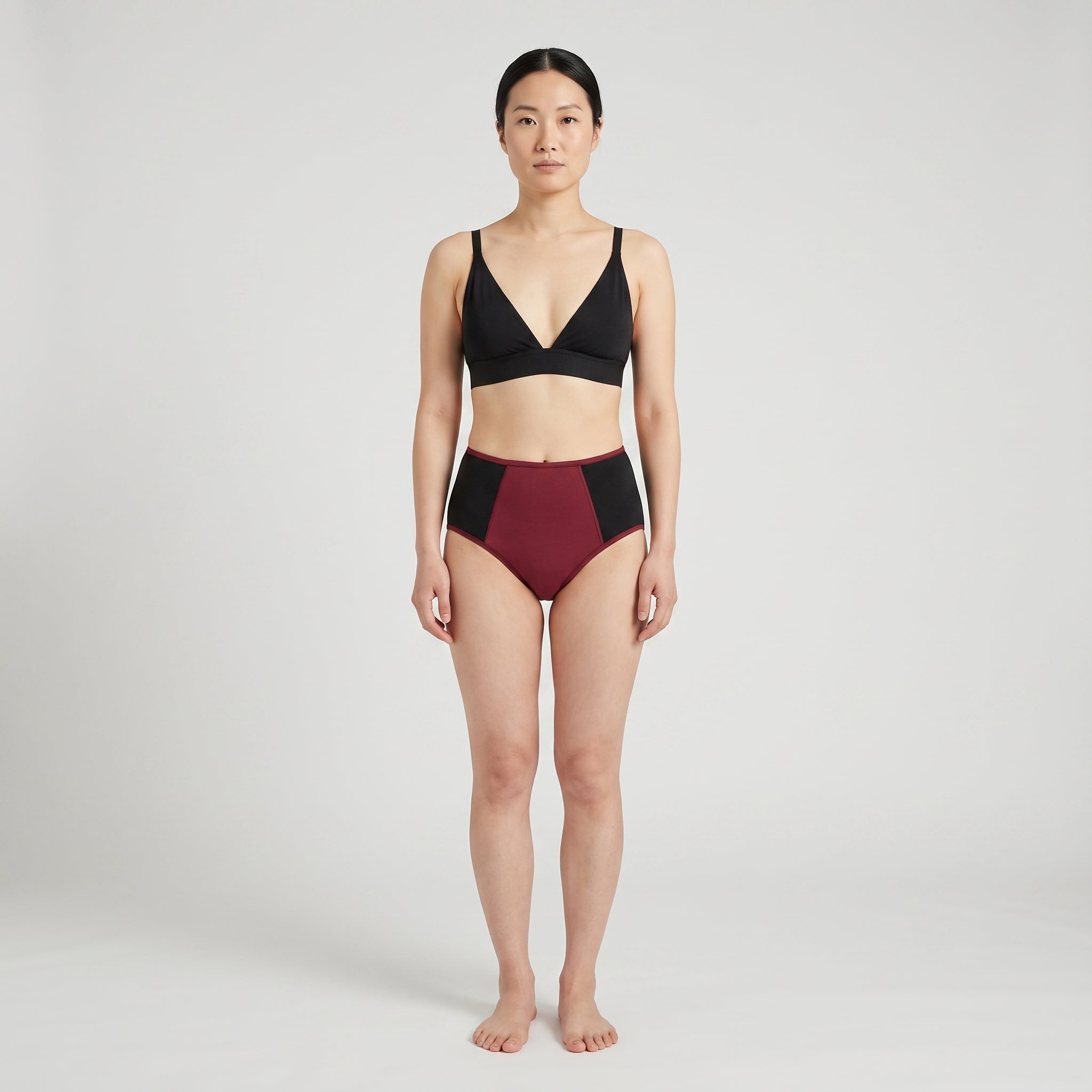 Plain Cotton High-Waist Brief | 3-Pack, worn, front view