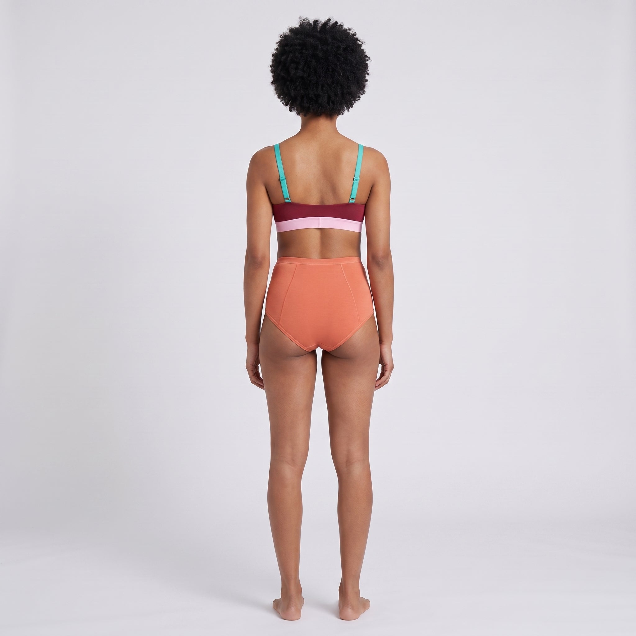 Plain Cotton High-Waist Brief | 3-Pack Single Color, worn, back view, second colourway