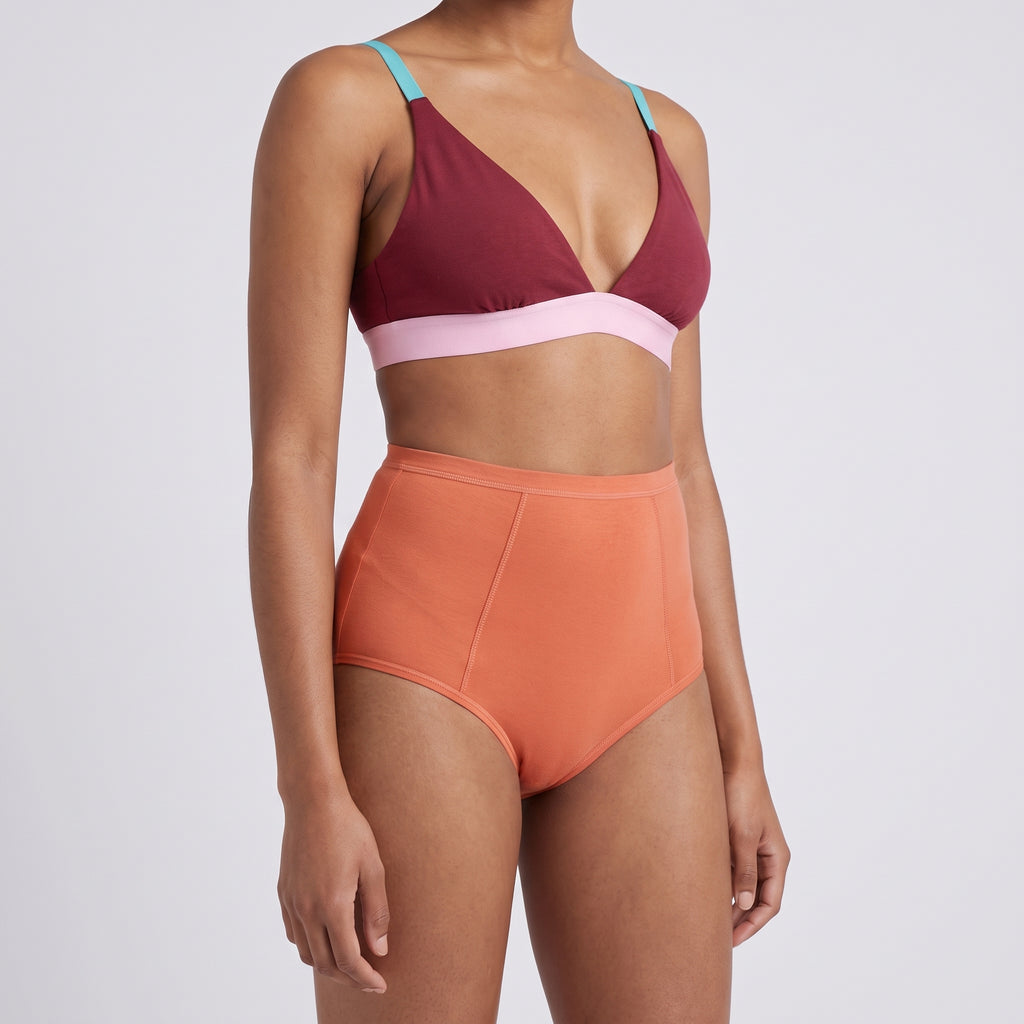 Plain Cotton High-Waist Brief | 3-Pack Single Color, worn, close-up, second colourway