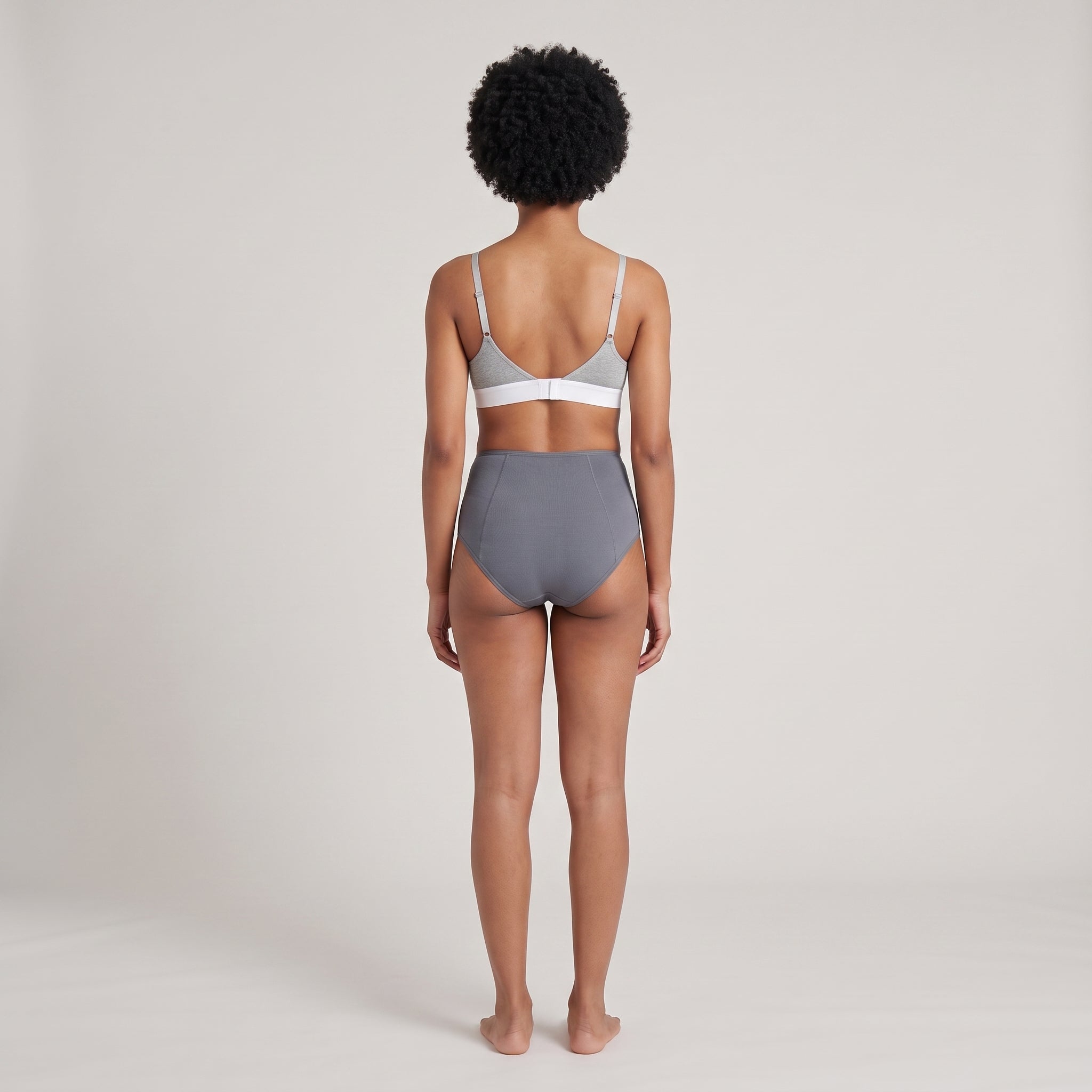 Plain Cotton High-Waist Brief | 3-Pack Single Color, worn, back view