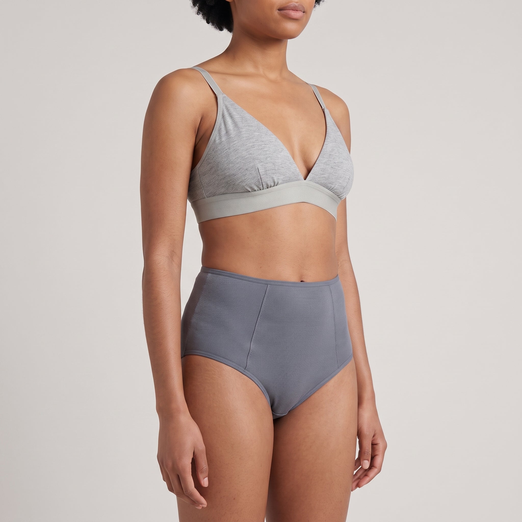 Plain Cotton High-Waist Brief | 3-Pack Single Color, worn, close-up