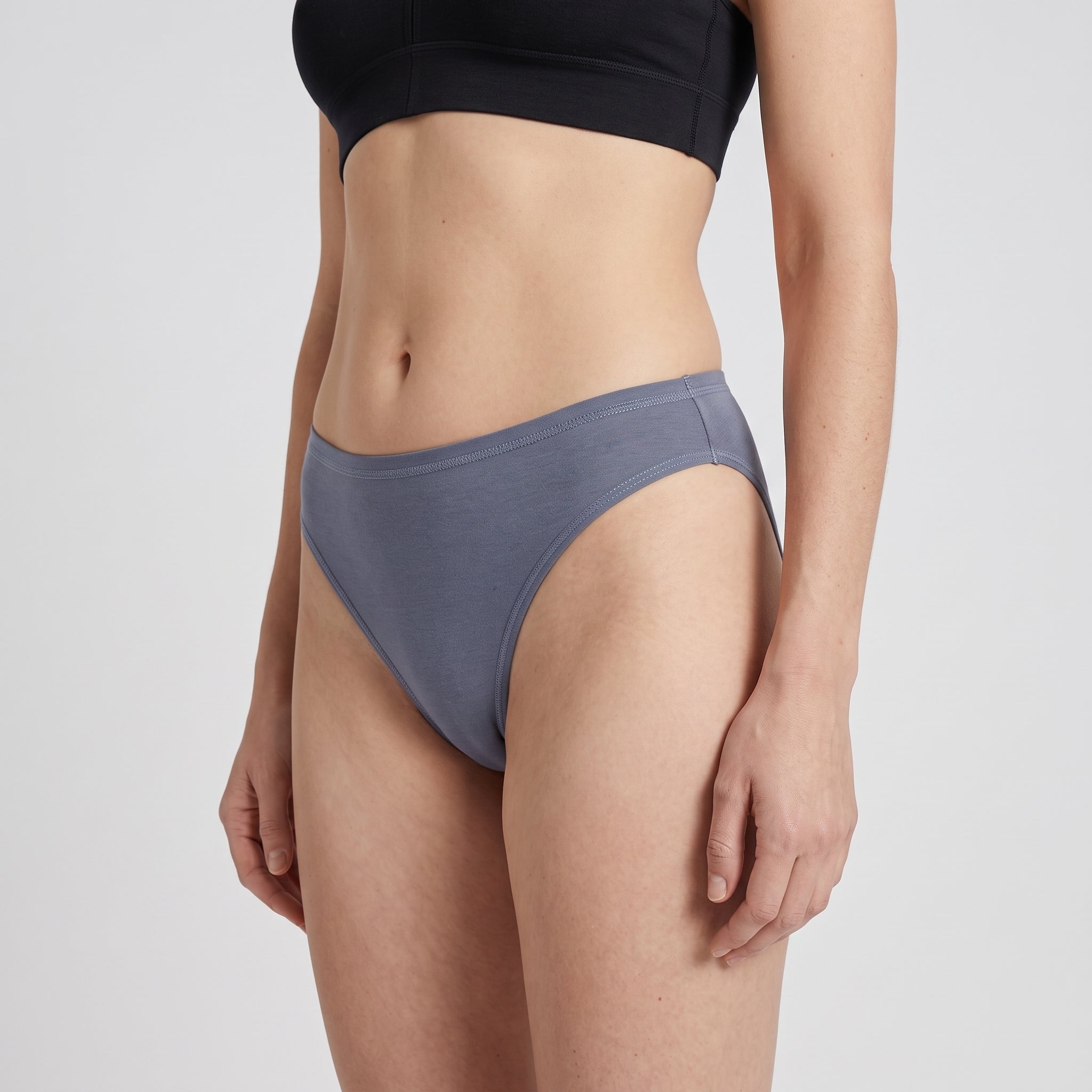 Plain Cotton Thong | 3-Pack Slate & Peach, worn, close-up, second colourway