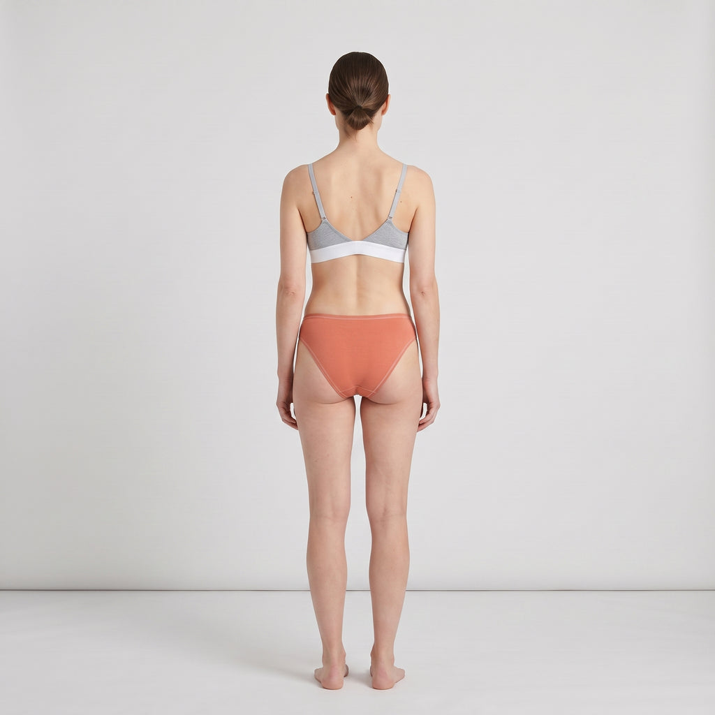 Plain Cotton Thong | 3-Pack Slate & Peach, worn, back view